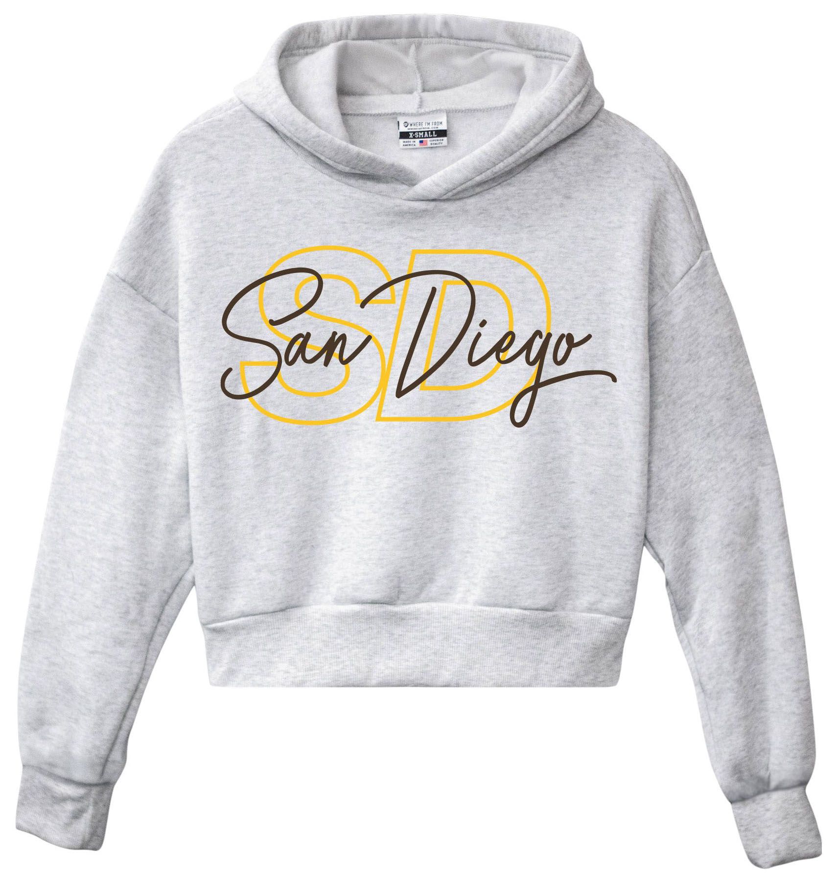 Where I'm From Women's San Diego Ash City Code Cropped Pullover Hoodie