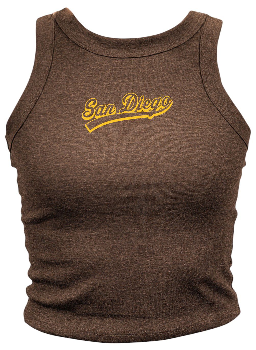 Where I'm From Women's San Diego Brown Tail Script Cropped Tank Top