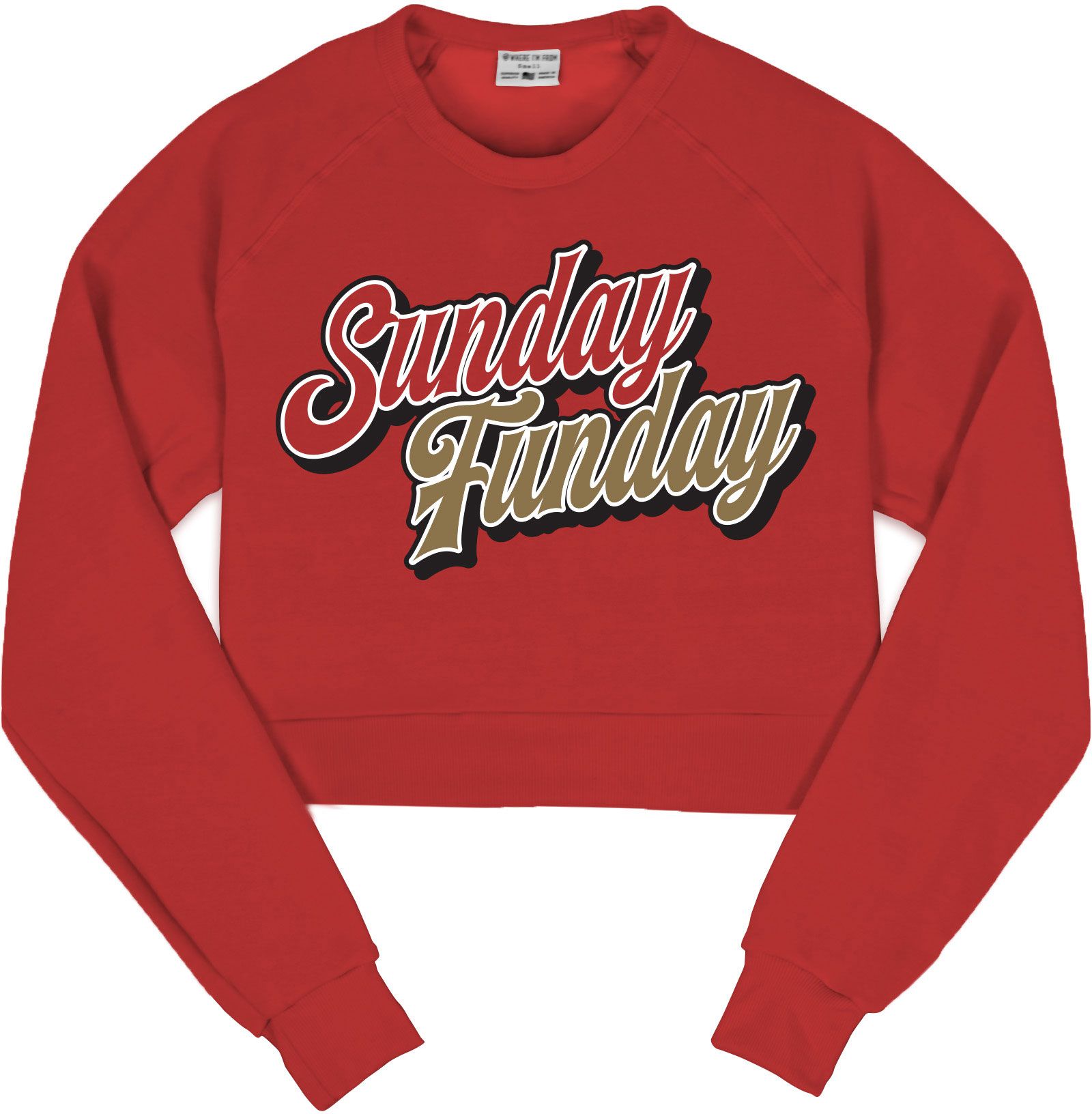 Where I'm From Women's San Francisco Red Sunday Funday Cropped Long Sleeve Crew Pullover Sweatshirt