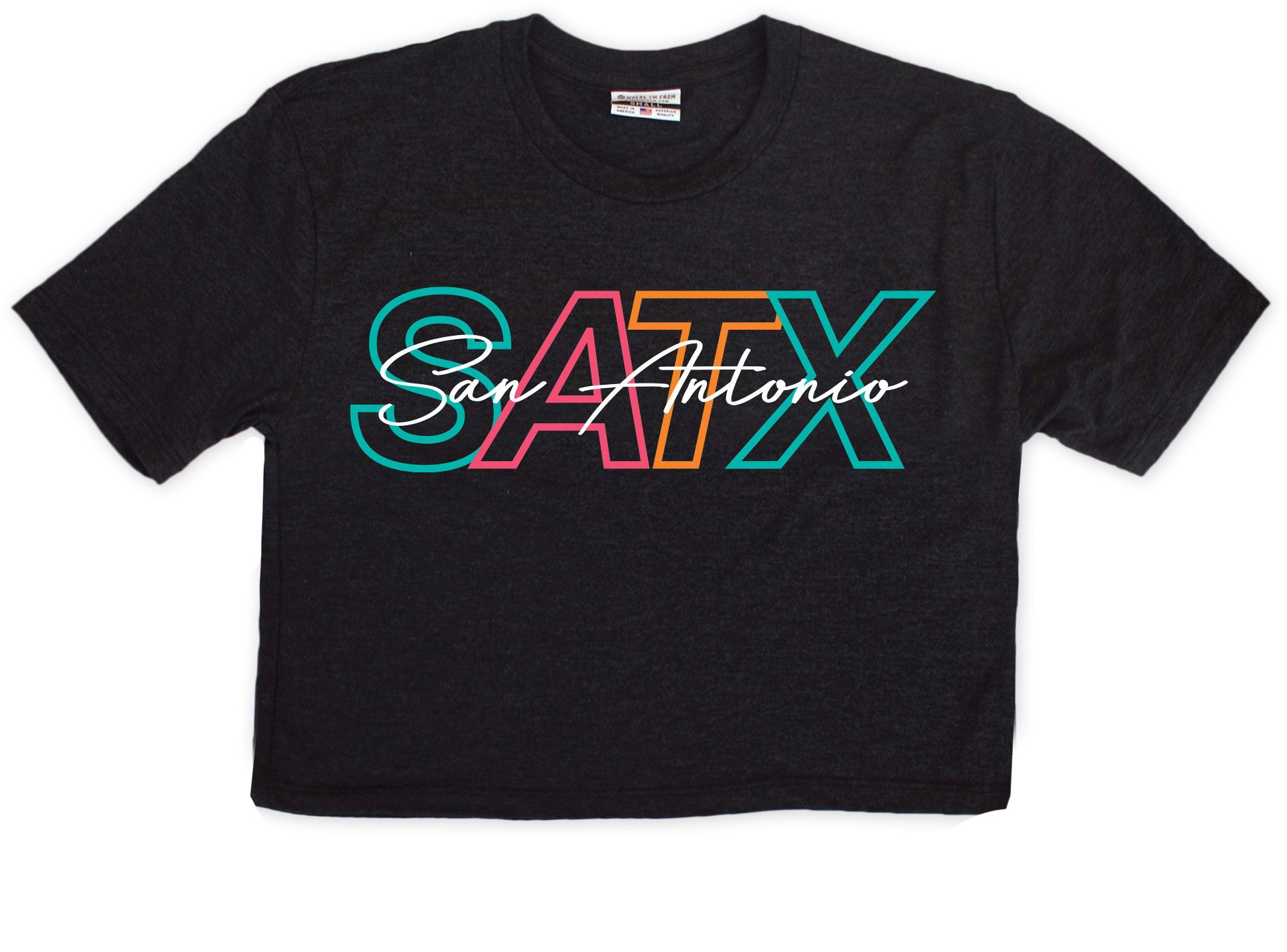 Where I'm From Women's San Antonio Black Script Cropped T-Shirt