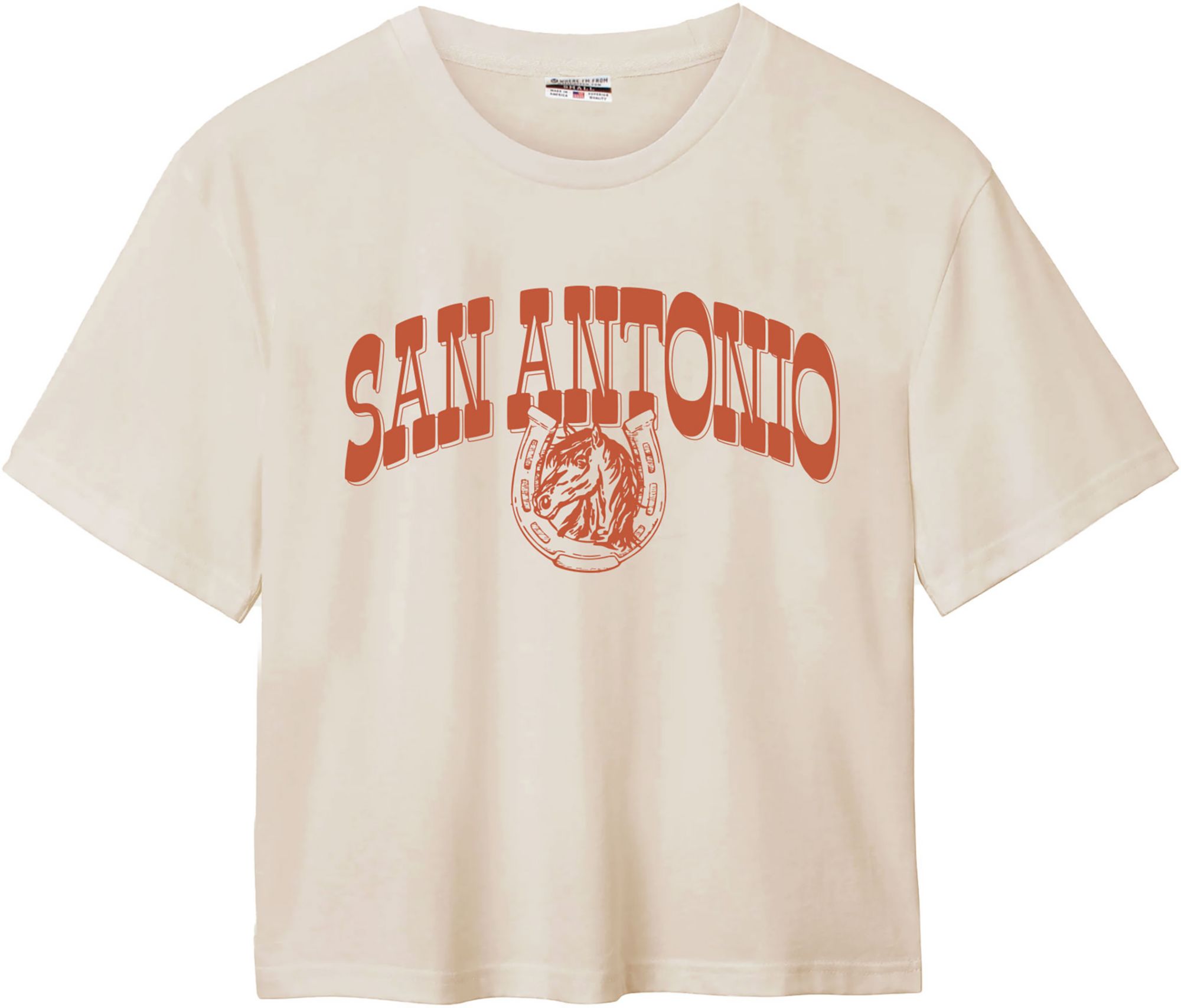 Where I'm From Women's San Antonio Cream Horseshoe Easy T-Shirt