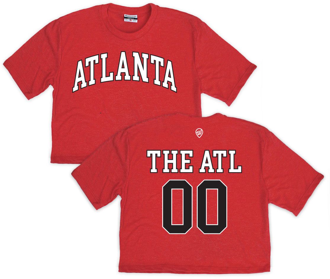 Where I'm From Women's Atlanta Red 2-Hit Cropped Short Sleeve T-Shirt