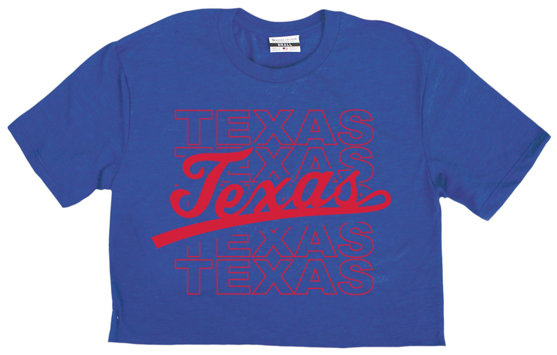 Where I'm From Adult Texas Blue Repeat Cropped T-Shirt