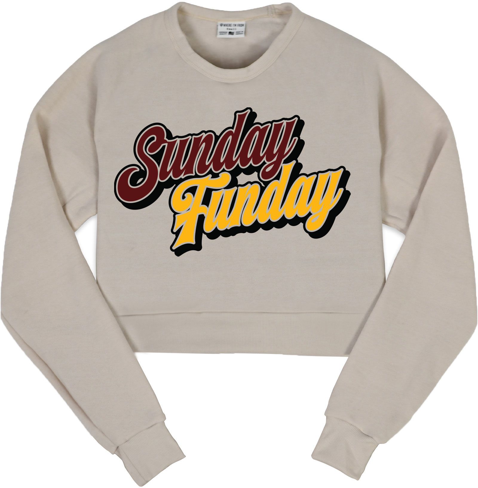 Where I'm From Women's Washington Cream Sunday Funday Cropped Long Sleeve Crew Pullover Sweatshirt