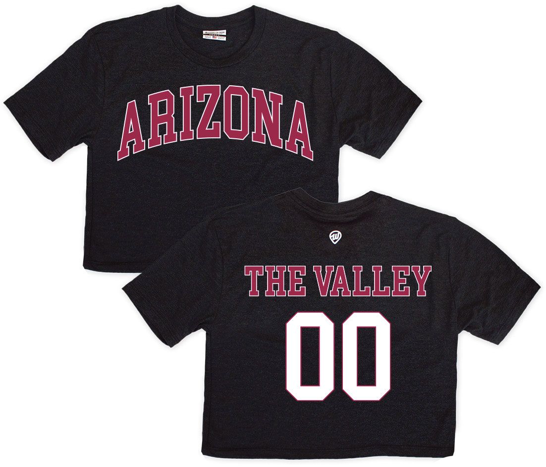 Where I'm From Women's Arizona Black 2-Hit Cropped Short Sleeve T-Shirt