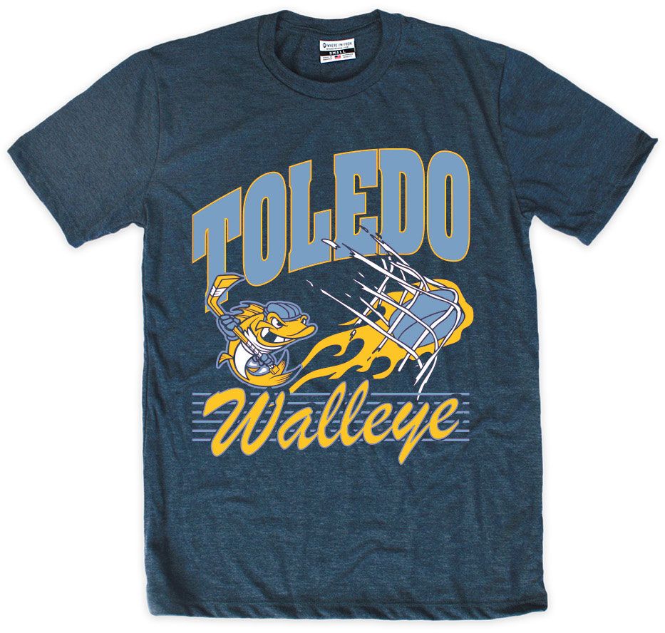 Where I'm From Youth Toledo Walleye Navy Hockey Puck T-Shirt