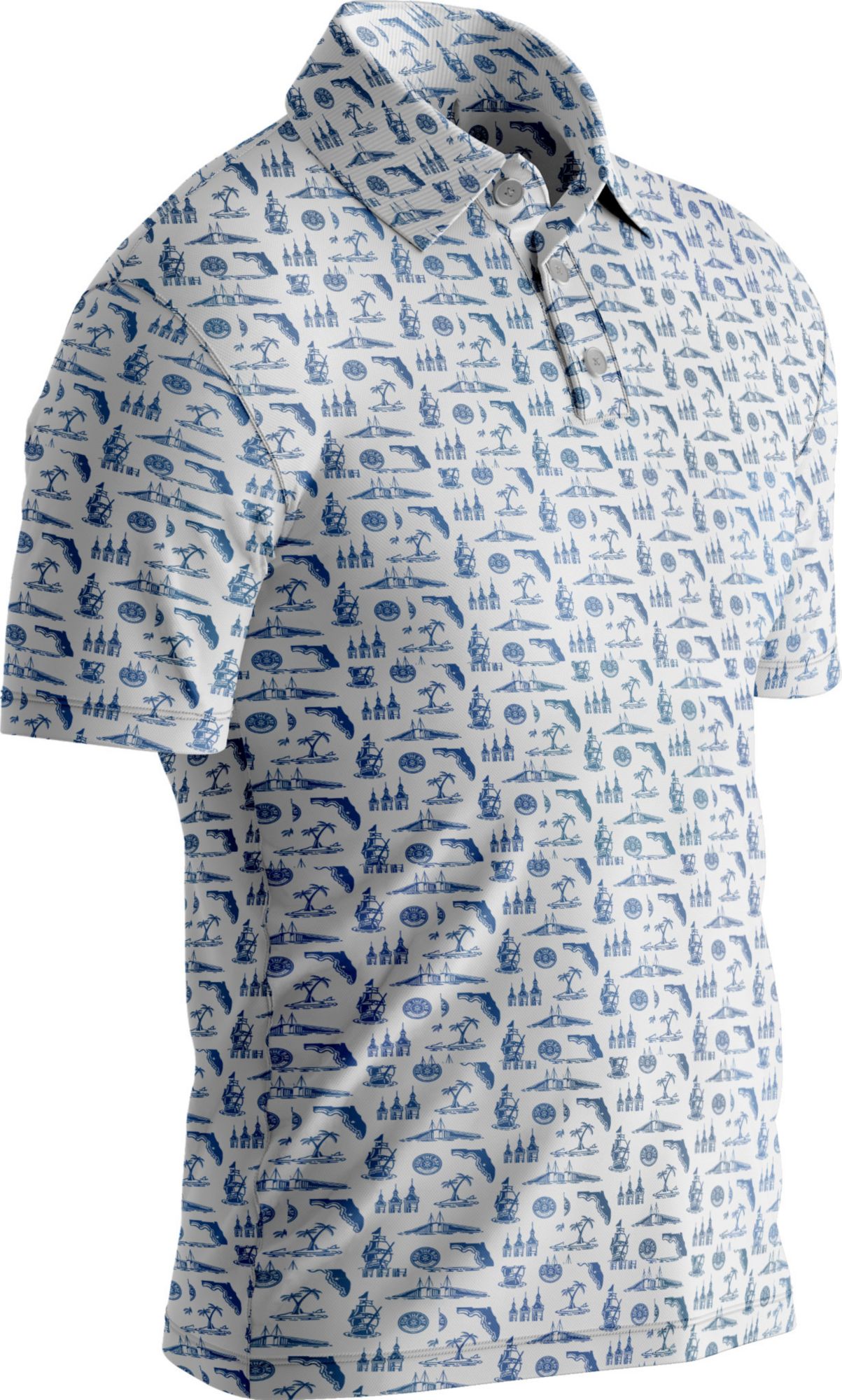 For the Bay Clothing Co. Men's Tampa White Wordmark Polo