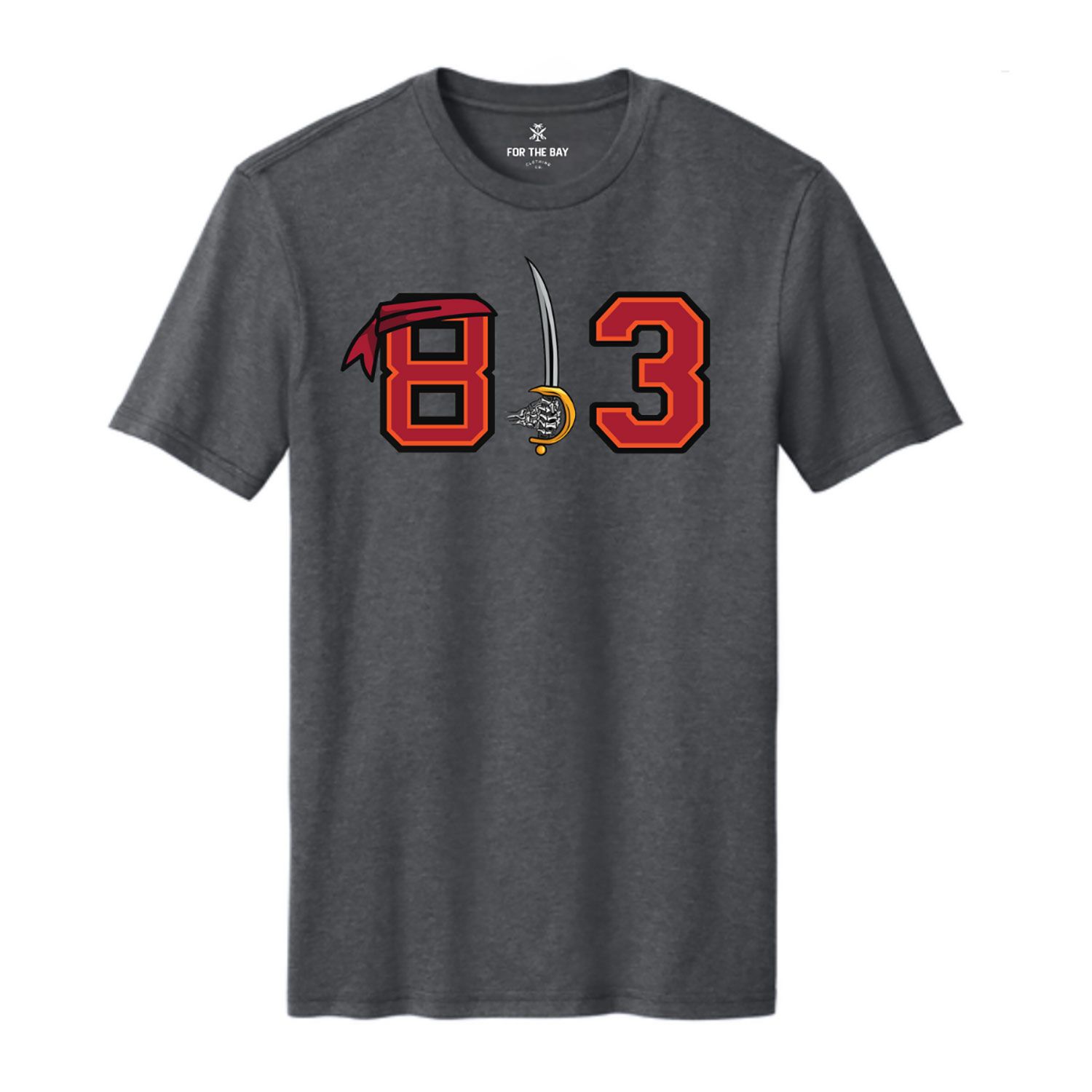 For the Bay Clothing Co. Adult Tampa Grey Pirate T-Shirt