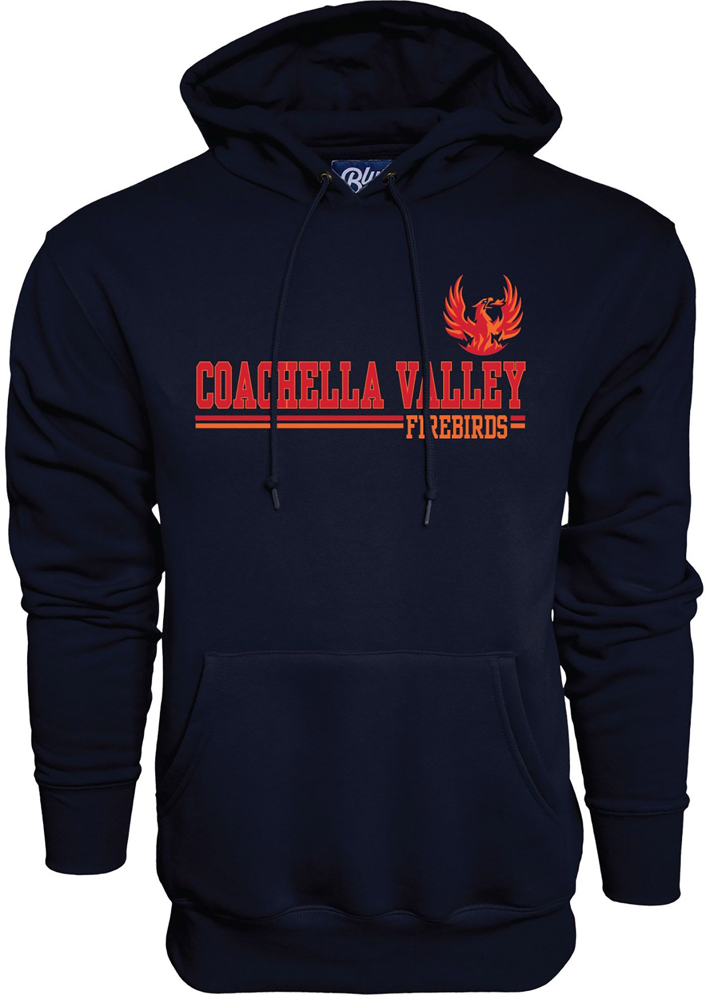 Blue 84 Adult Coachella Valley Firebirds Navy Wordmark Logo Pullover Hoodie
