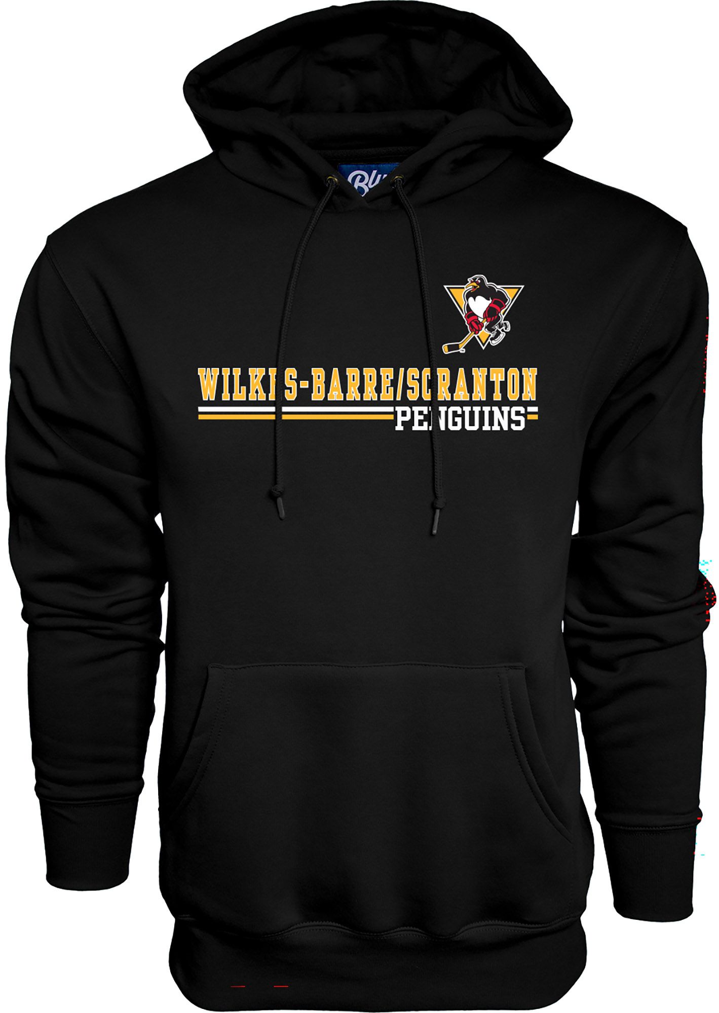 Blue 84 Adult Wilkes-Barre/Scranton Penguins Black Wordmark Logo Pullover Hoodie