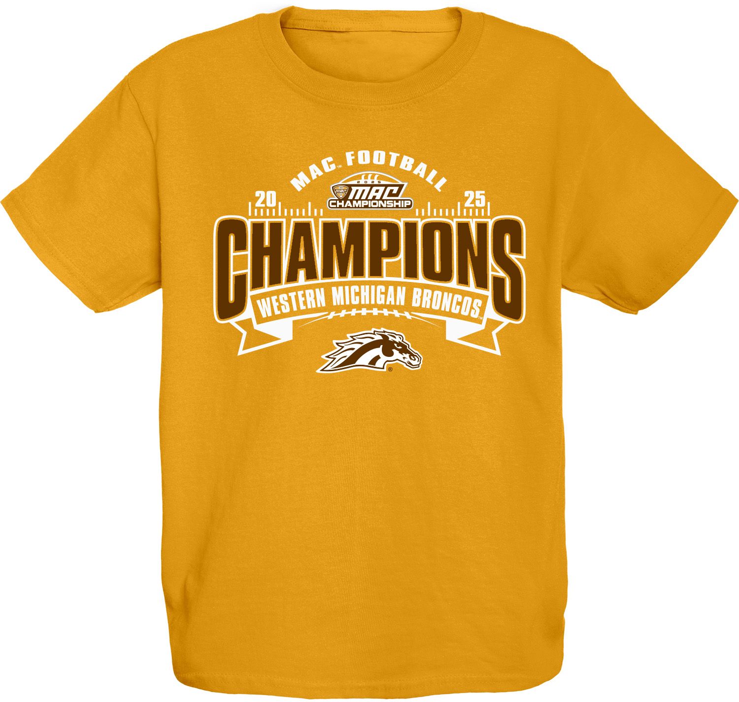 Blue 84 Youth 2025 MAC Conference Champions Western Michigan Broncos Locker Room T-Shirt