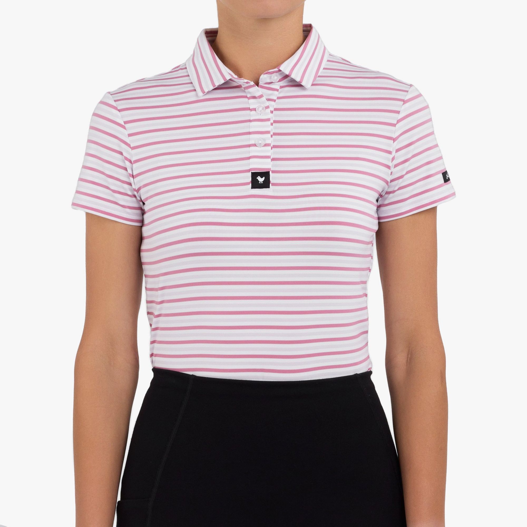 Bad Birdie Women's Striped Short Sleeve Core Performance Golf Polo