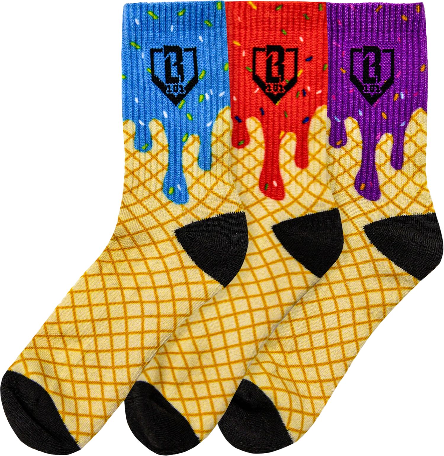 Baseball Lifestyle 101 Boys' Ice Cream Socks - 3 Pack