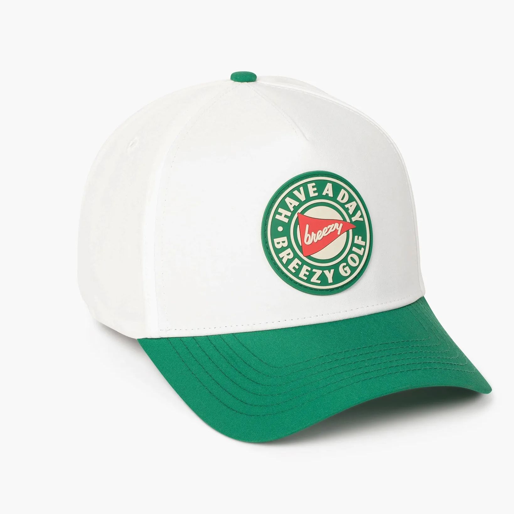 Breezy Golf Men's Hero Logo Golf Hat, Natural/Green/Red