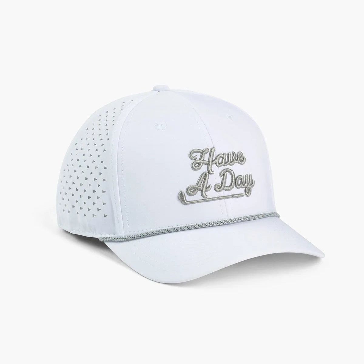 Breezy Golf Men's Have A Day Perforated Rope Golf Hat, White