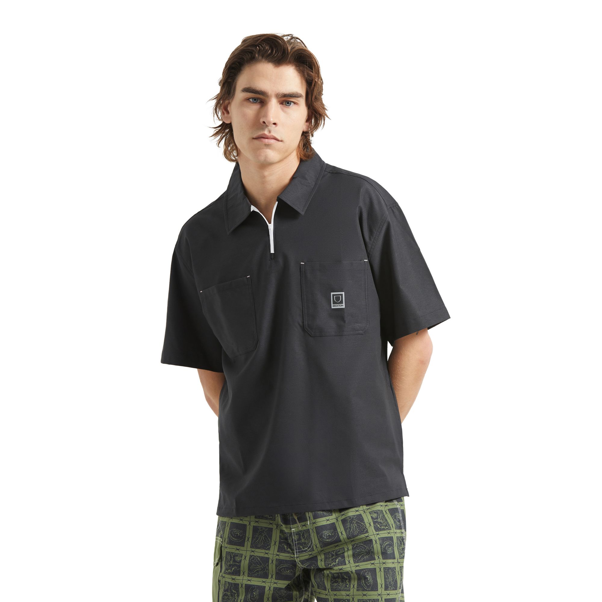 BRIXTON Men's Journey Lightweight Woven Short Sleeve Shirt