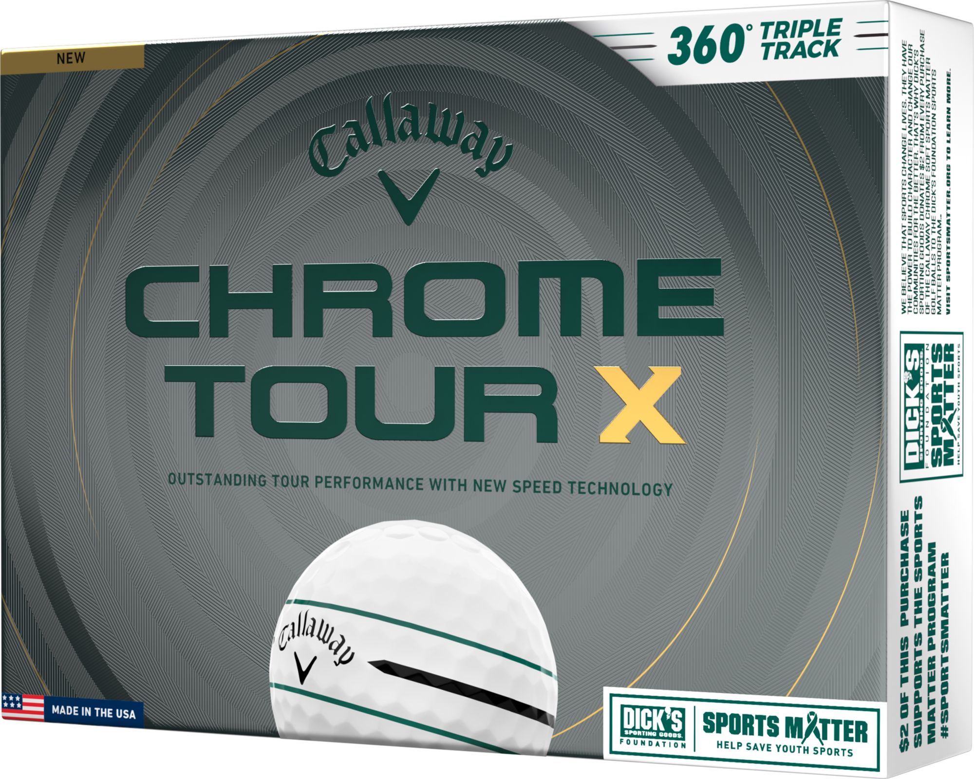 Callaway 2026 Chrome Tour X 360 Triple Track Sports Matter Golf Balls