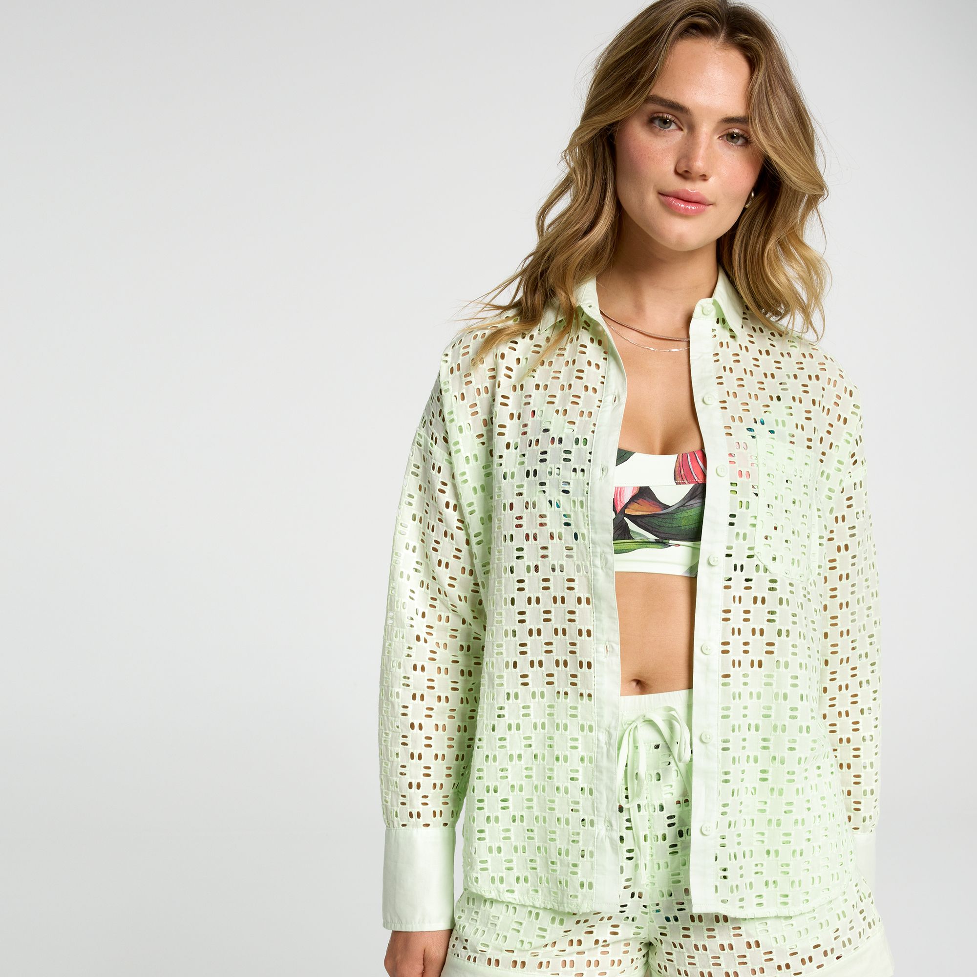 CALIA Women's Swim Button Down Pocket Shirt