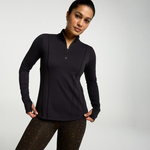 IBKUL Women's Rebecca Print Long Sleeve Mock Neck Golf 1/4 Zip