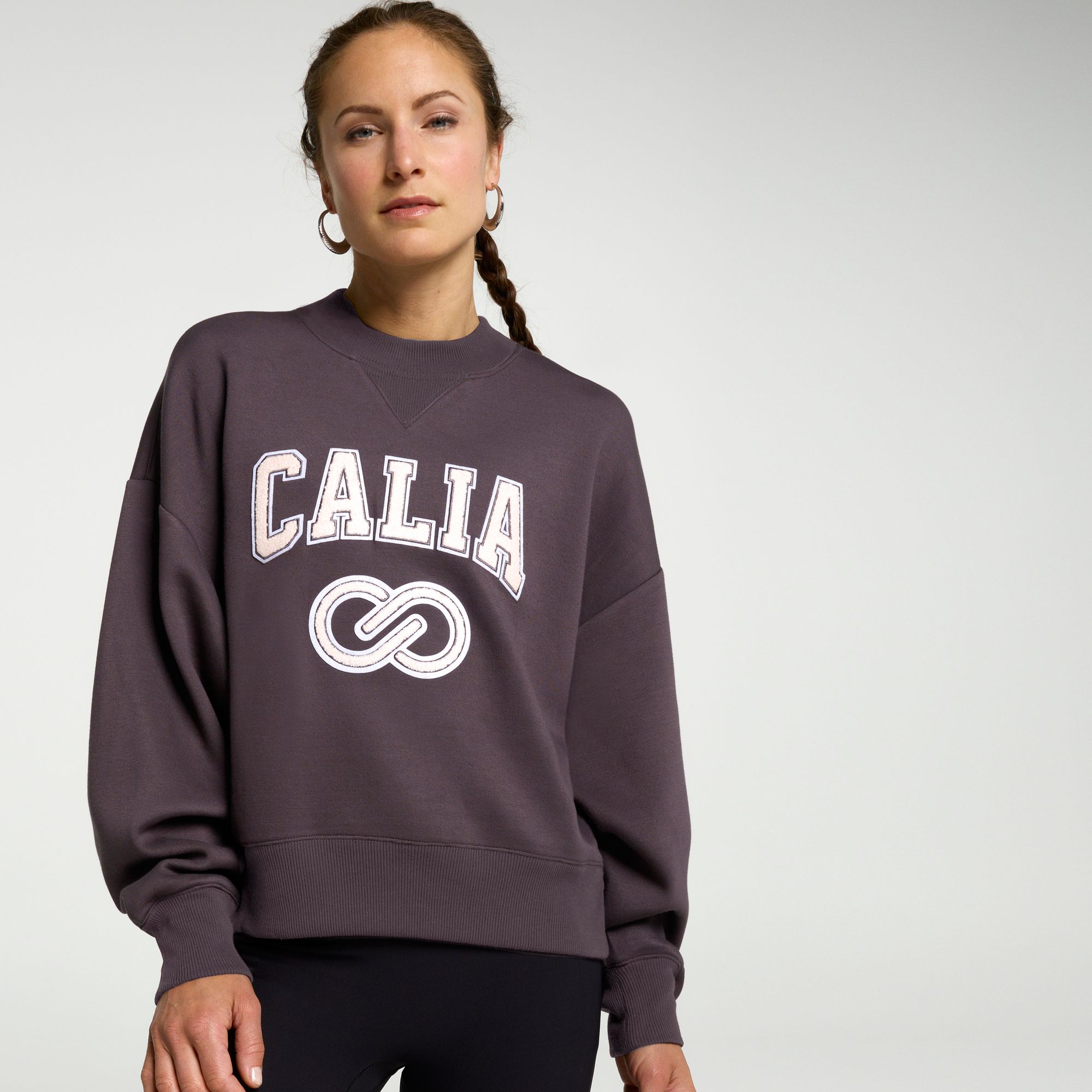 CALIA Women's Pique Scuba Logo Crewneck