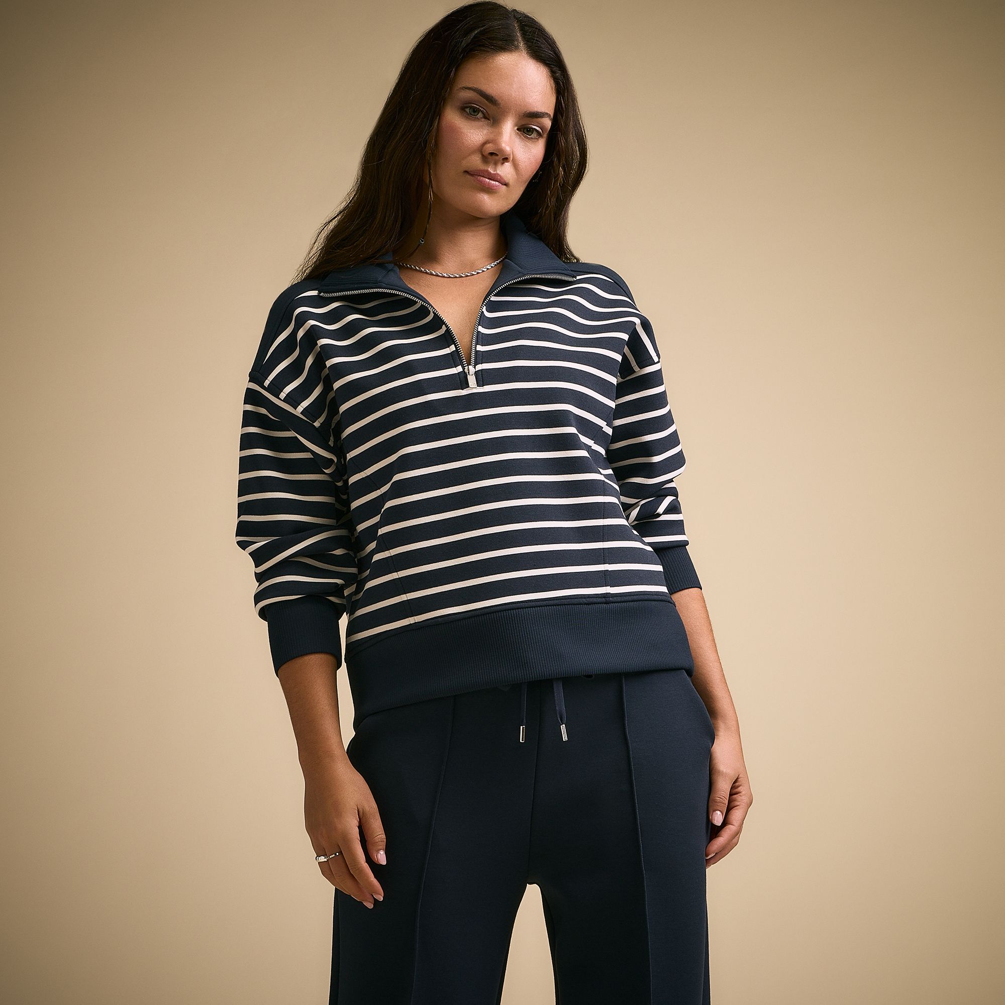 CALIA Women's Soft Scuba Mock Neck 1/4 Zip