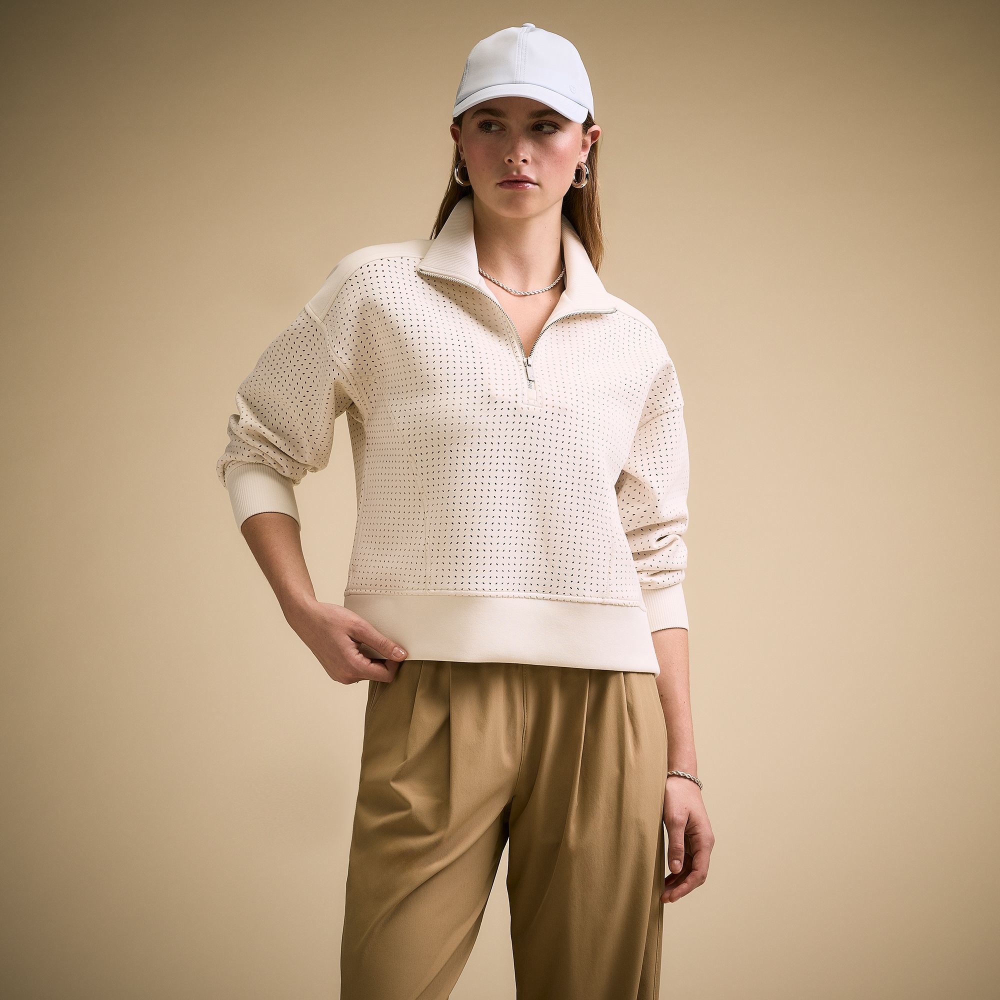 CALIA Women's Soft Scuba Mock Neck 1/4 Zip