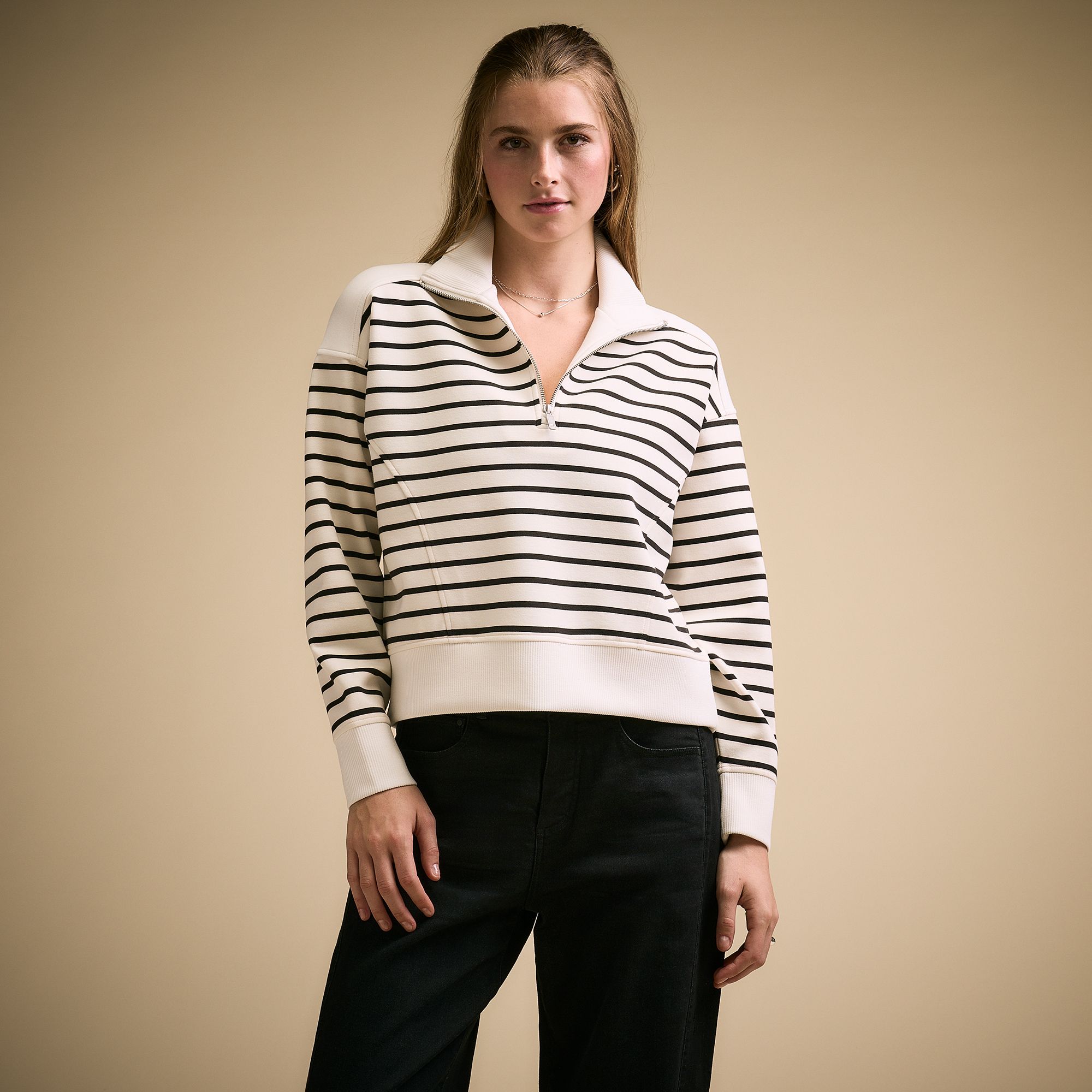 CALIA Women's Soft Scuba Mock Neck 1/4 Zip