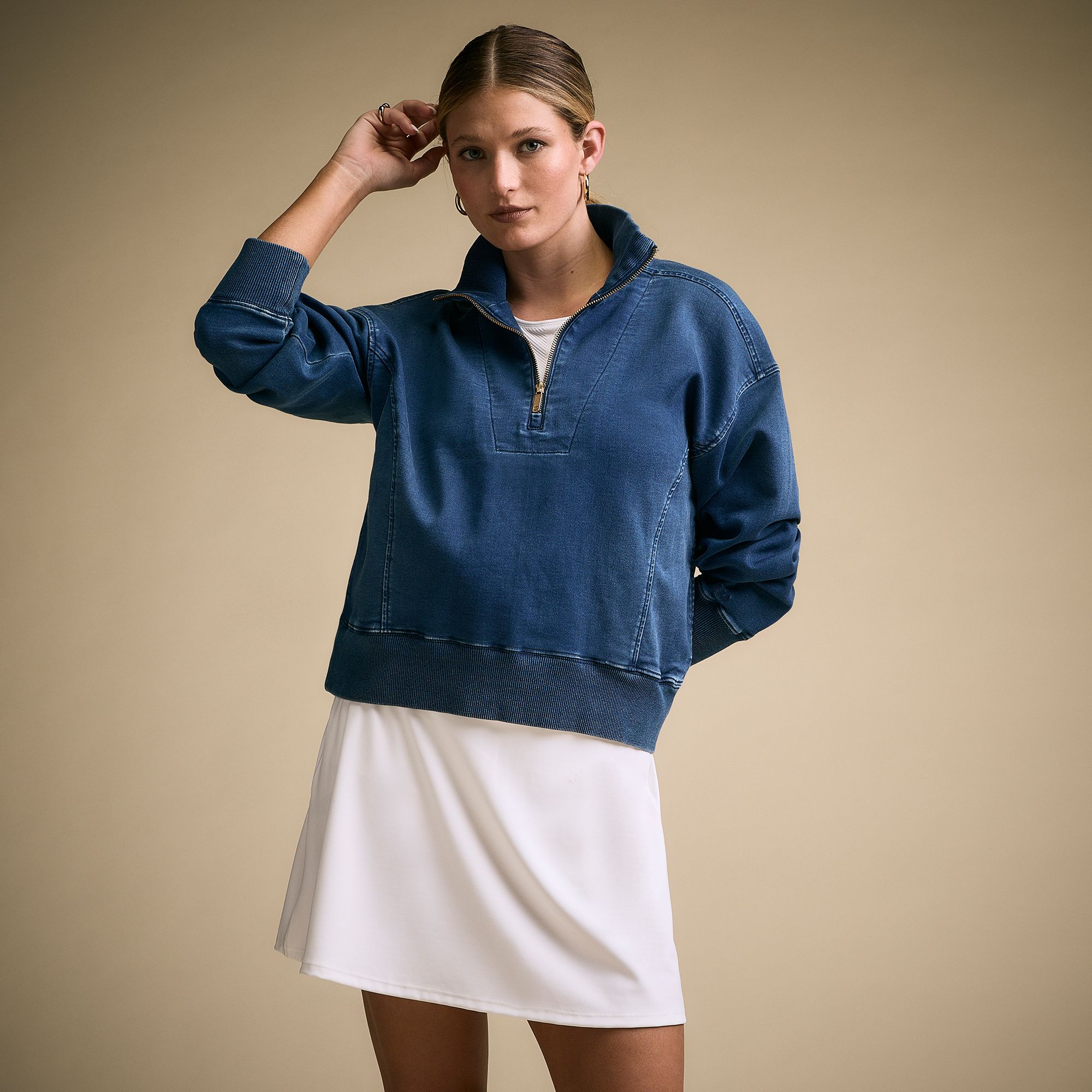 CALIA Women's Soft Scuba Mock Neck 1/4 Zip