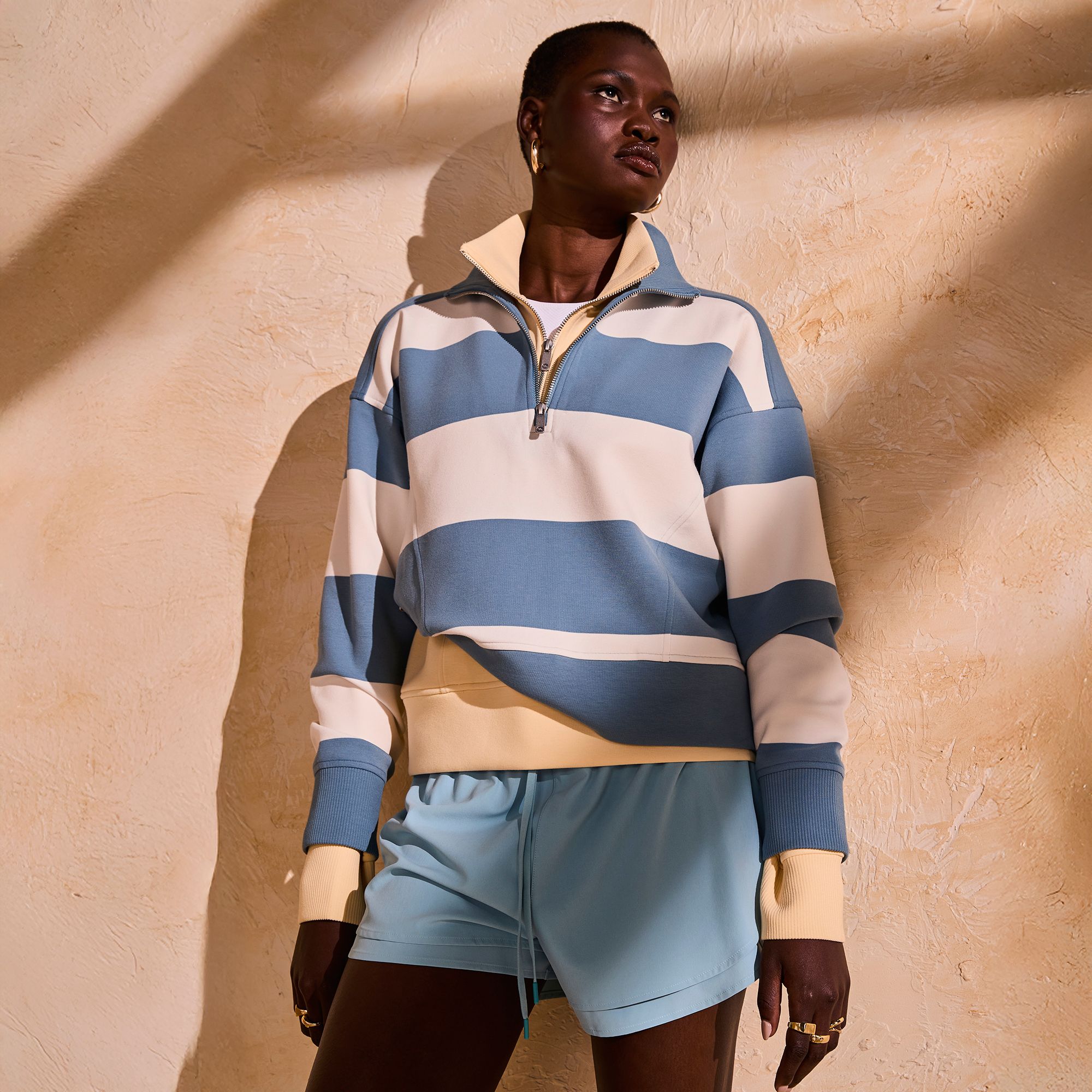 CALIA Women's Soft Scuba Mock Neck 1/4 Zip