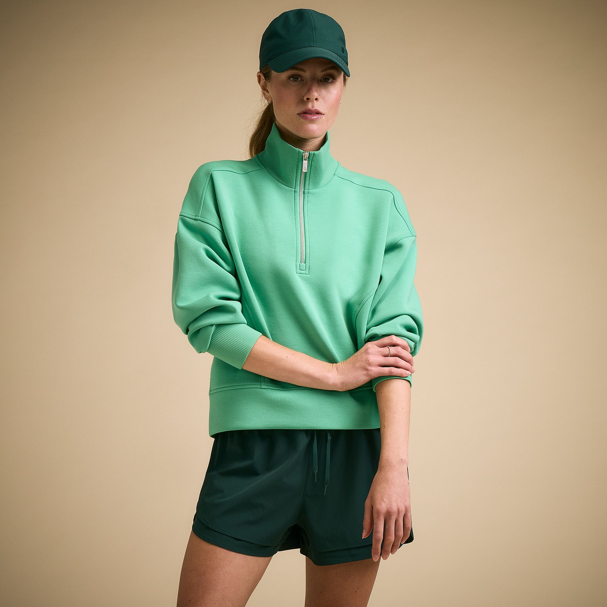 CALIA Women's Soft Scuba Mock Neck 1/4 Zip