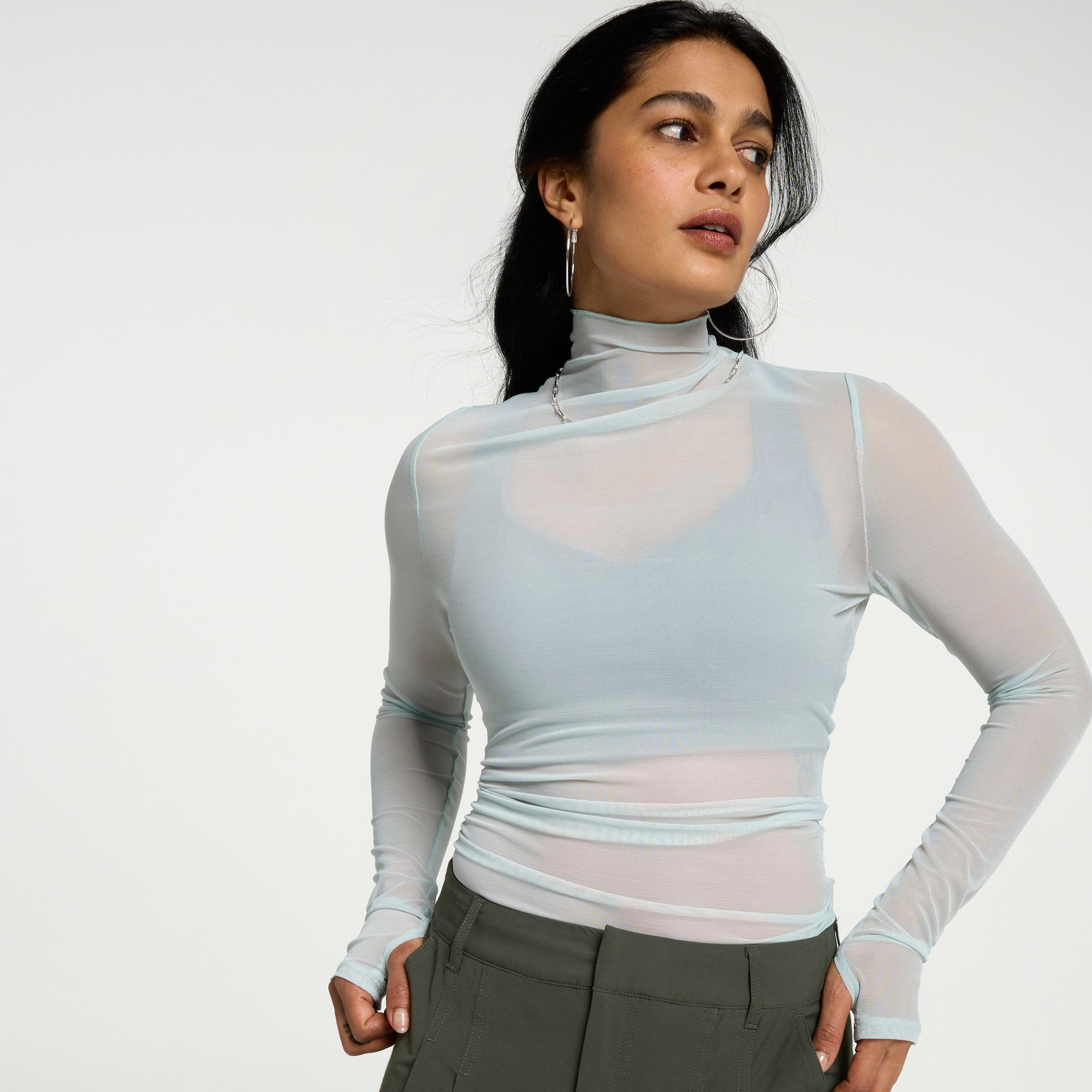 CALIA Women's Draped Funnel Long Sleeve Tee