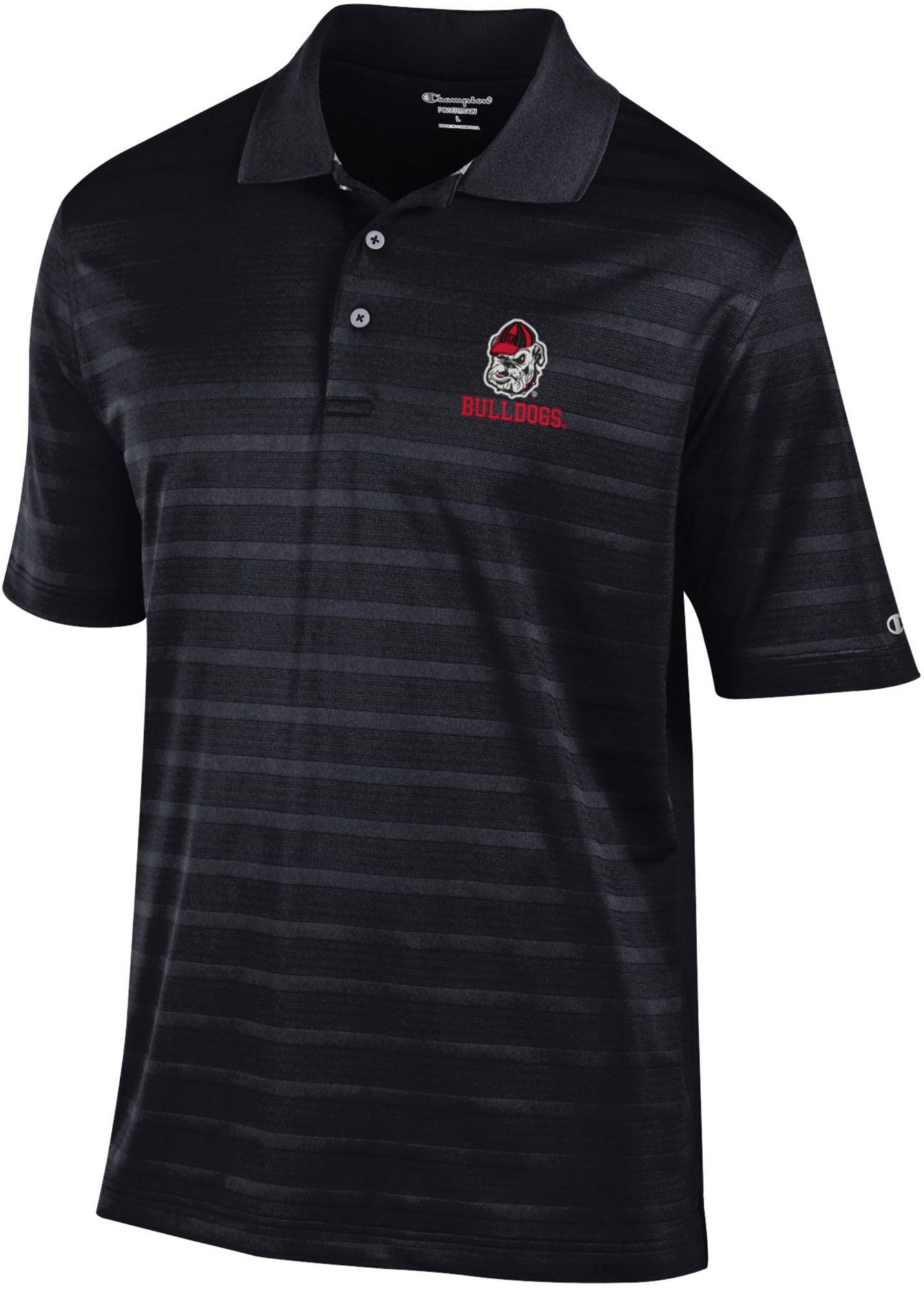 Champion Men's Georgia Bulldogs Black Textured Lifestyle Polo