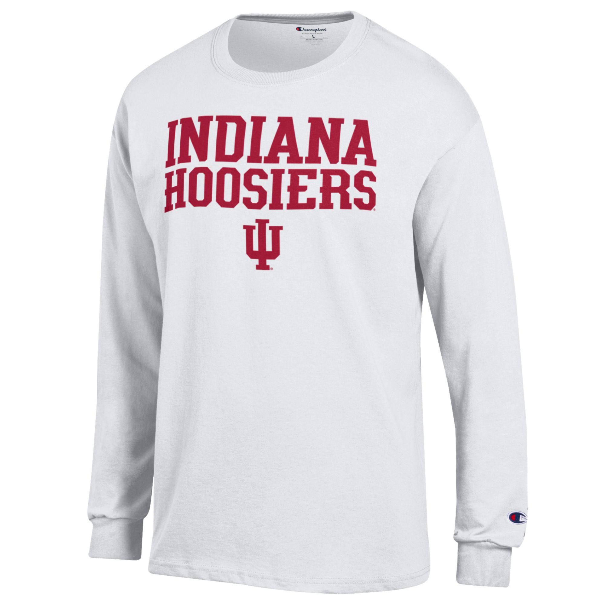 Champion Men's Indiana Hoosiers White Stack Long Sleeve Shirt