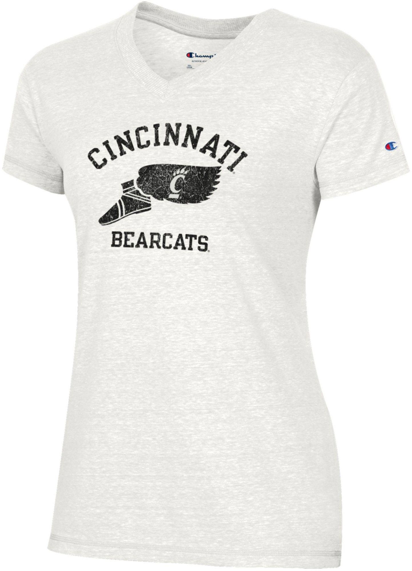 Champion Women's Cincinnati Bearcats White Triblend V-Neck Short Sleeve T-Shirt