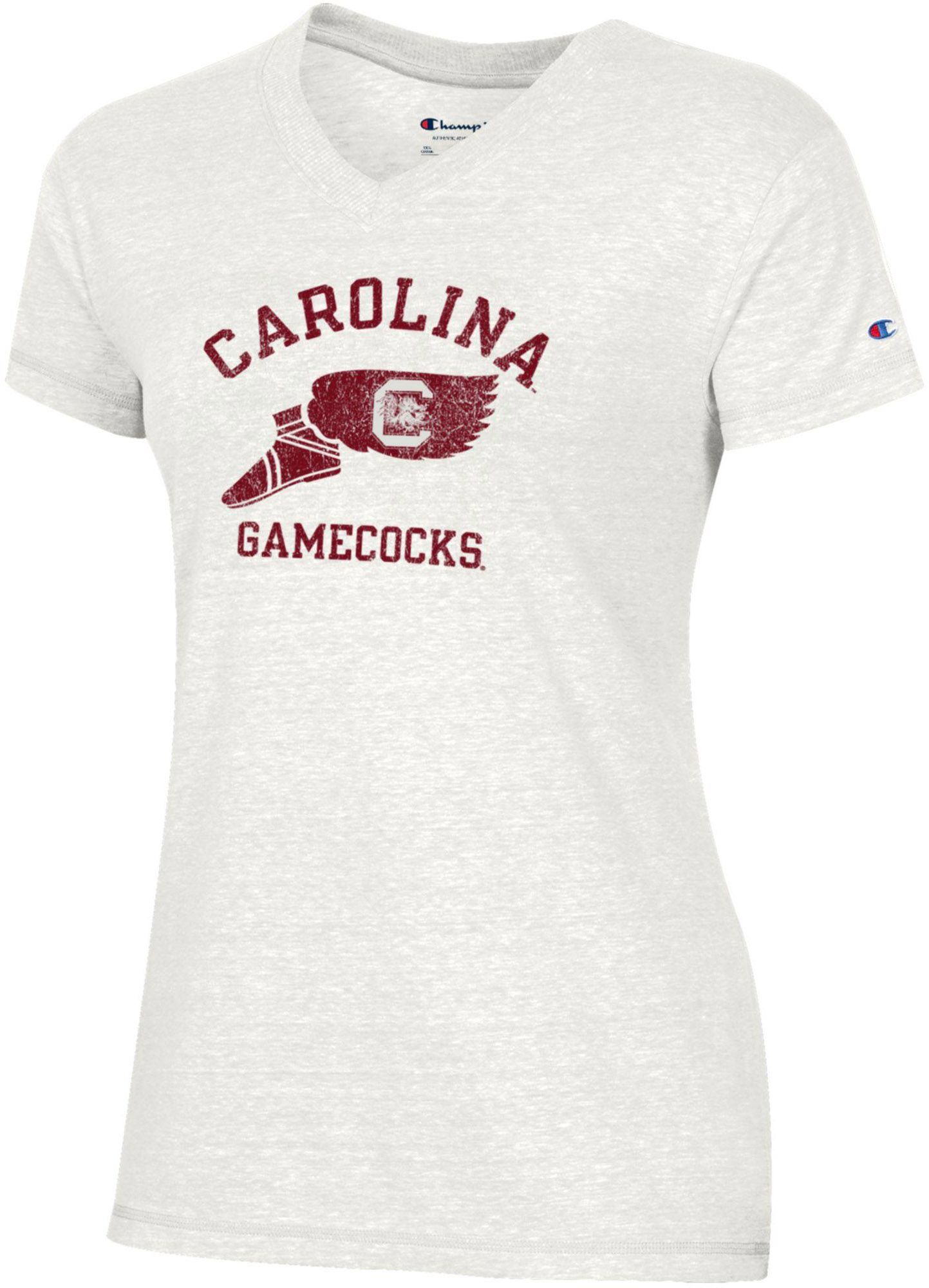 Champion Women's South Carolina Gamecocks White Triblend V-Neck Short Sleeve T-Shirt