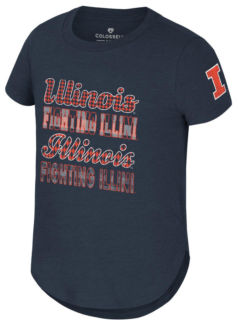 Colosseum Girls' Illinois Fighting Illini Navy Flame Princess Short Sleeve T-Shirt