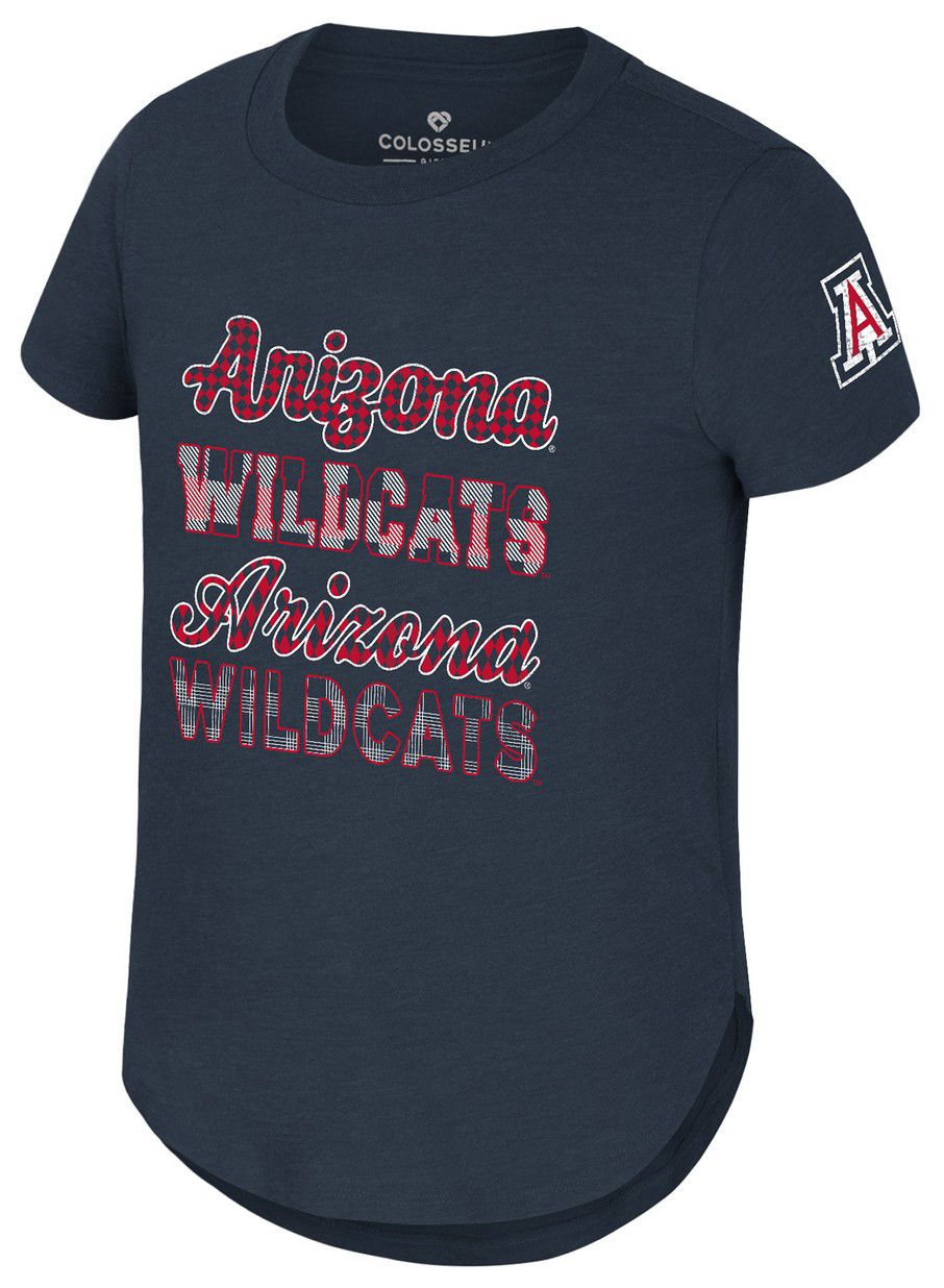 Colosseum Girls' Arizona Wildcats Navy Flame Princess Short Sleeve T-Shirt