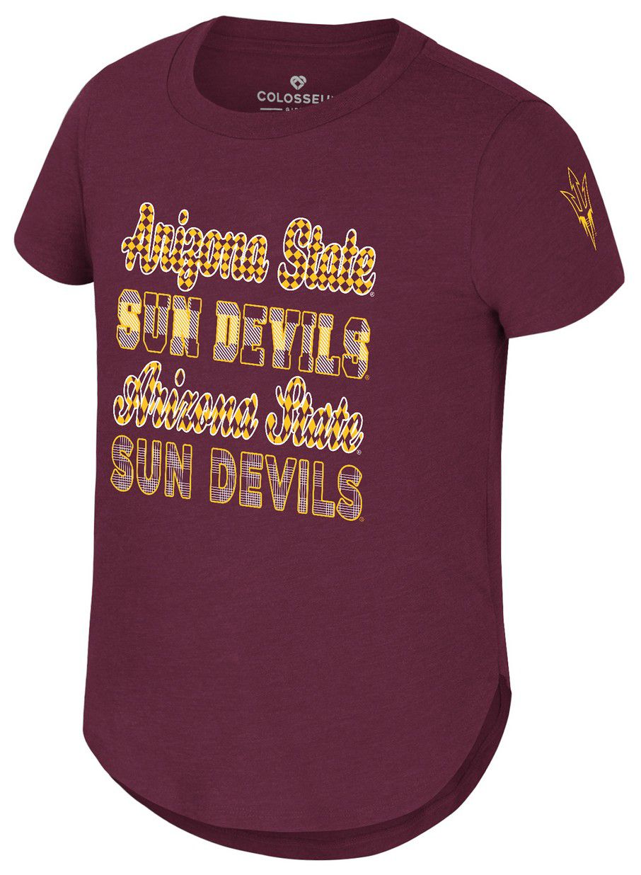 Colosseum Girls' Arizona State Sun Devils Maroon Flame Princess Short Sleeve T-Shirt