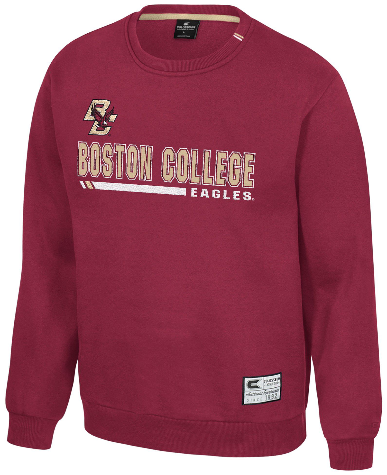 Colosseum Men's Boston College Eagles Garnet Charlie Crew Pullover Sweatshirt