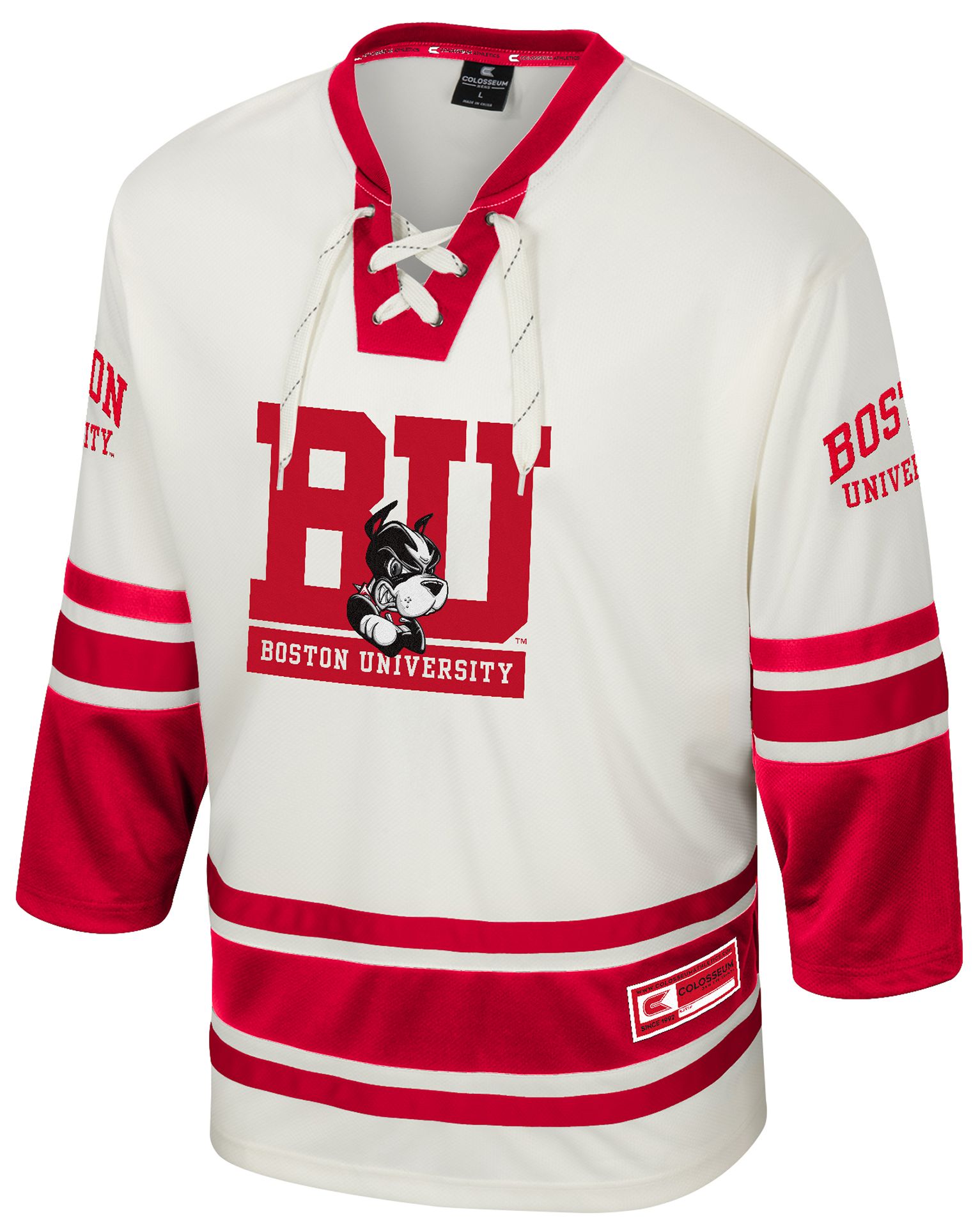 Colosseum Men's Boston Terriers Cream Puck Proud Hockey Jersey