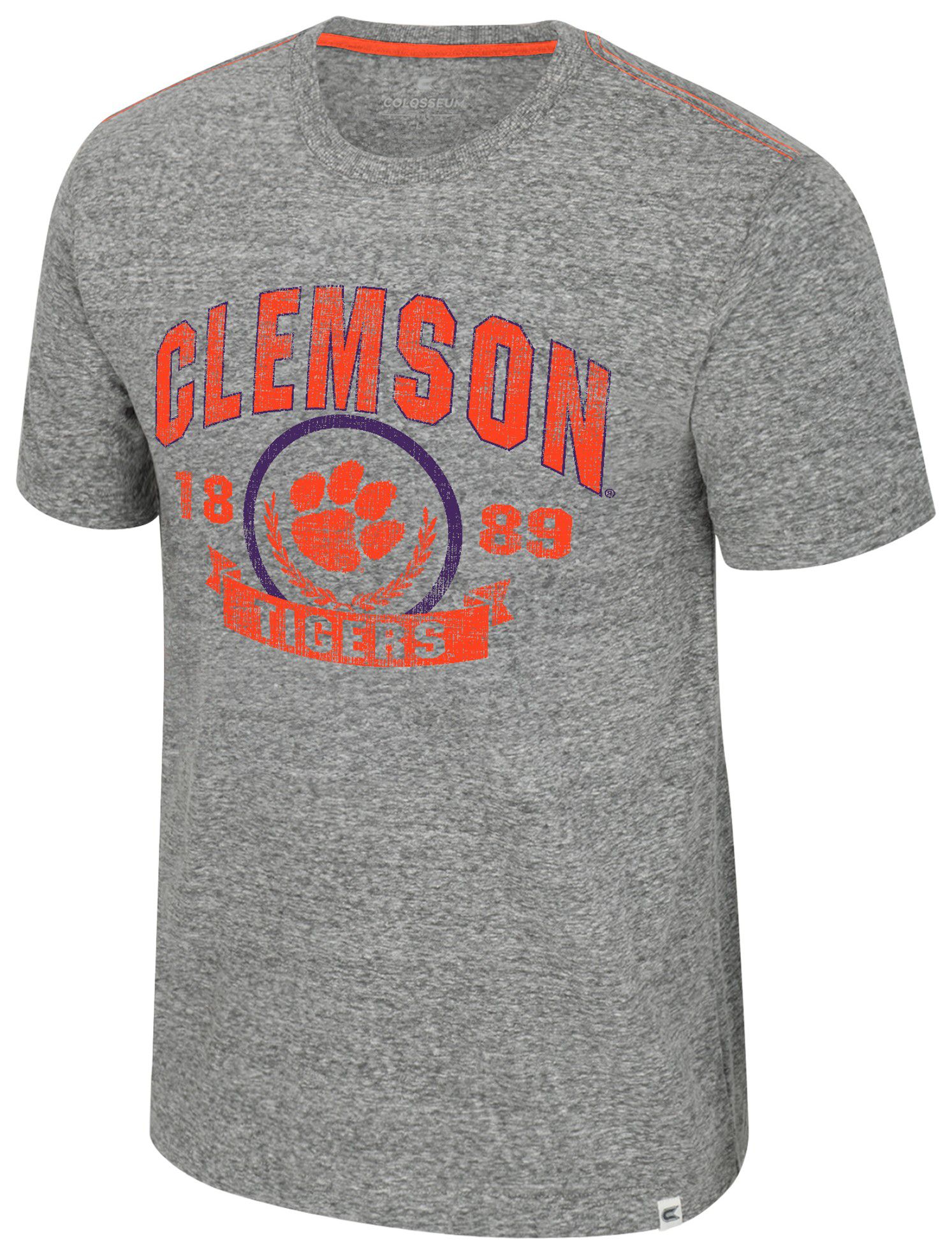 Colosseum Men's Clemson Tigers Heather Grey Pop Pop Short Sleeve T-Shirt