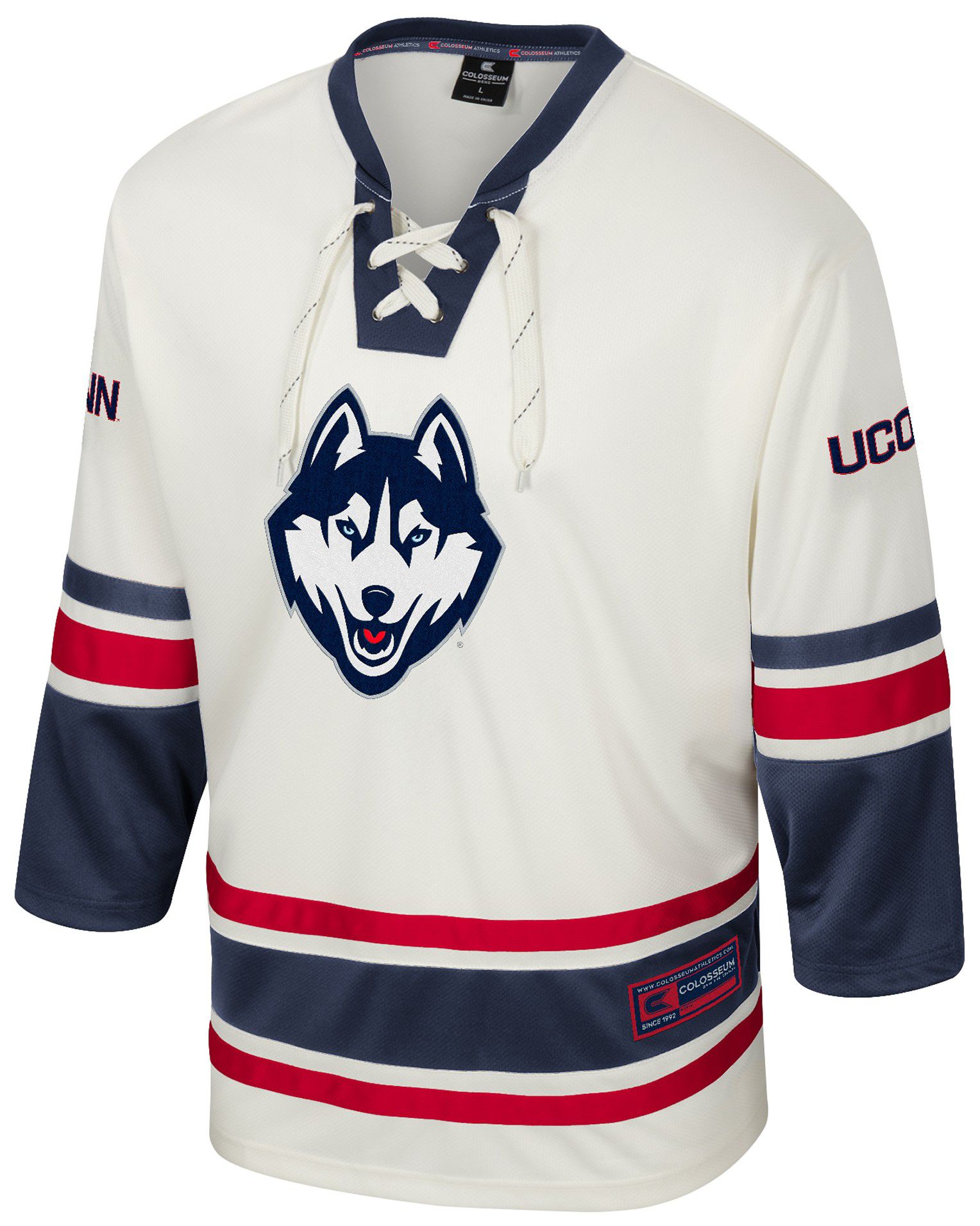 Colosseum Men's UConn Huskies Cream Puck Proud Hockey Jersey