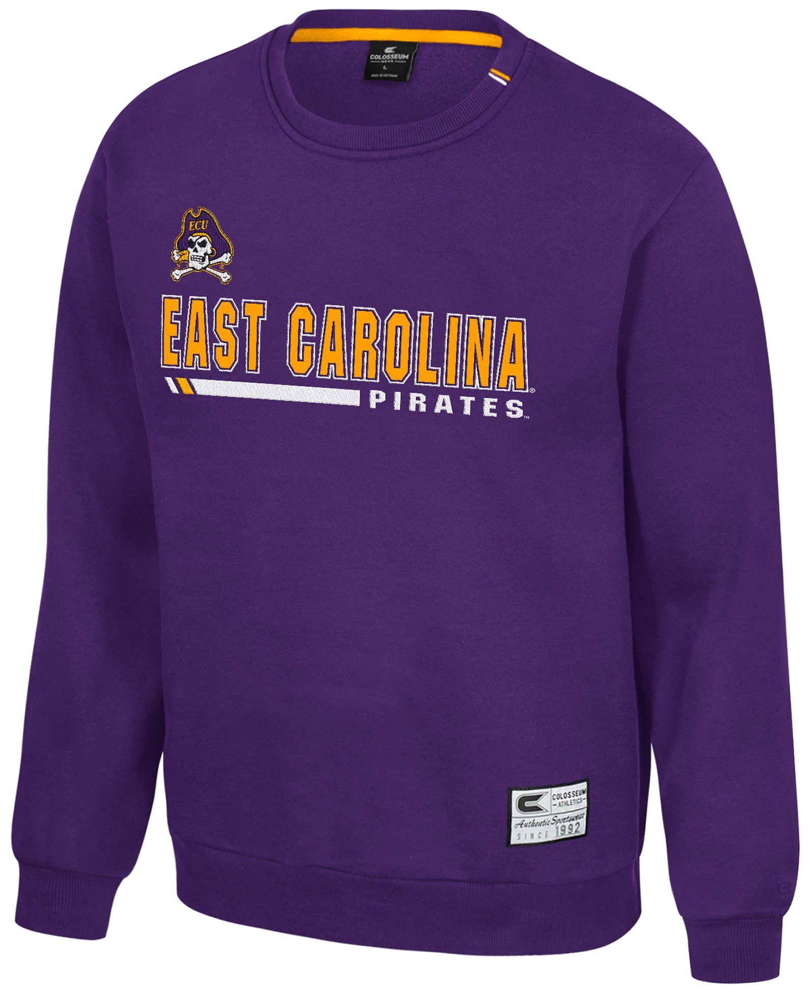 Colosseum Men's East Carolina Pirates Purple Charlie Crew Pullover Sweatshirt