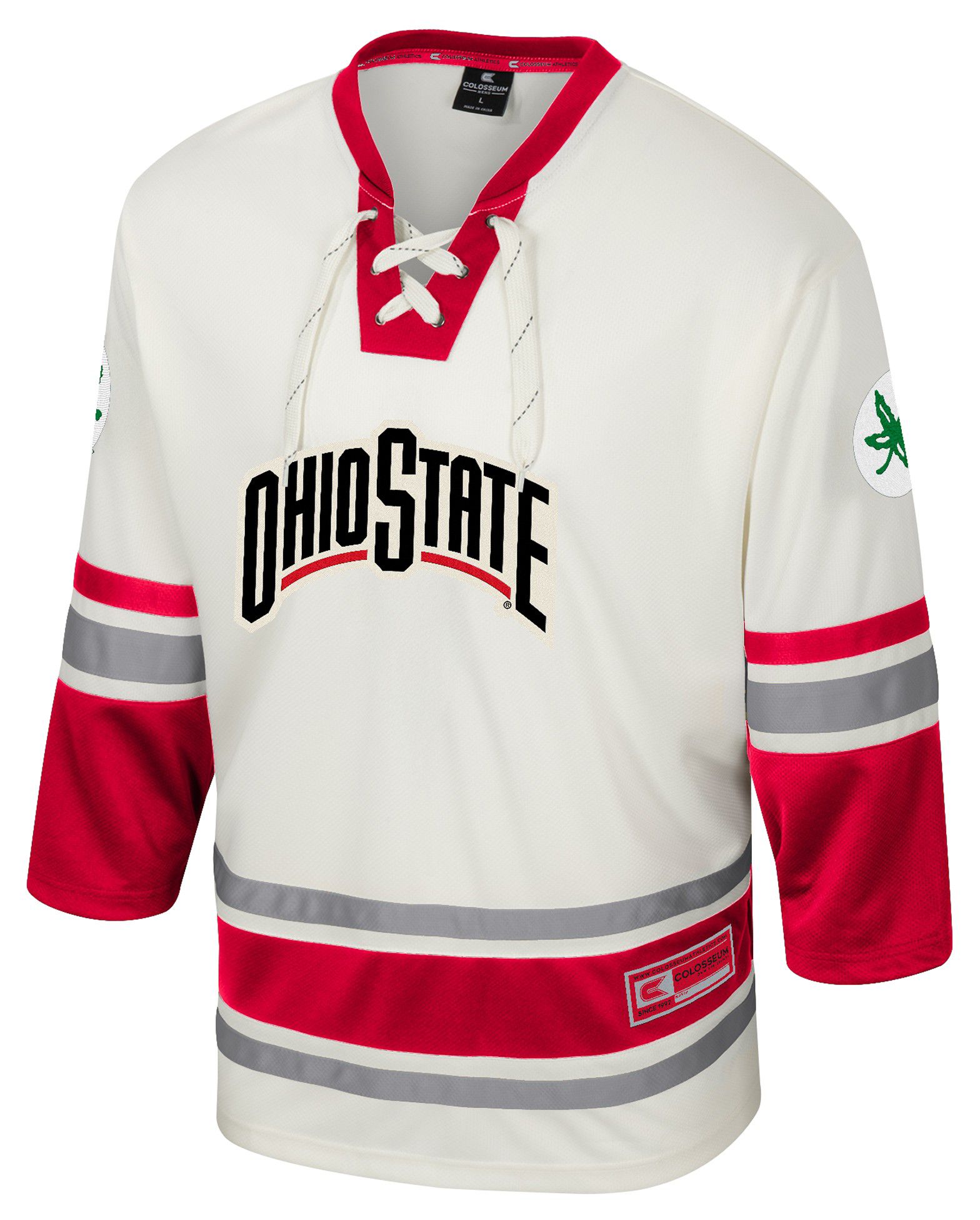Colosseum Men's Ohio State Buckeyes Cream Puck Proud Hockey Jersey