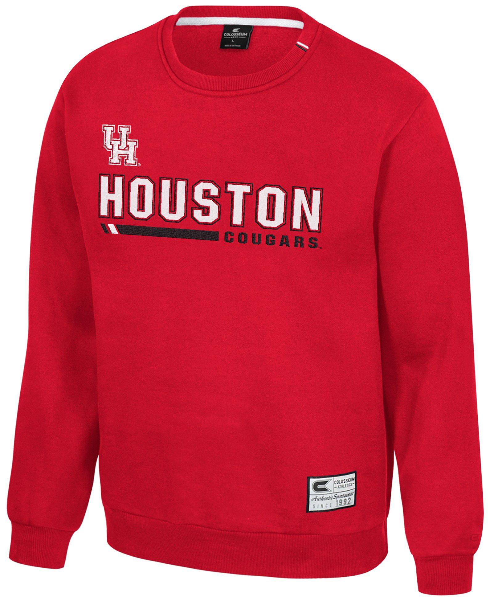 Colosseum Men's Houston Cougars Red Charlie Crew Pullover Sweatshirt