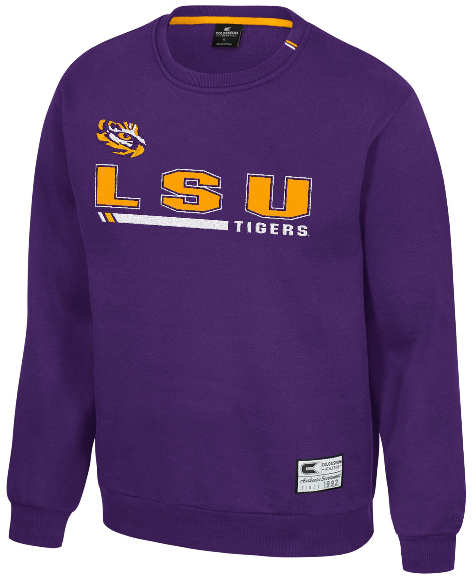 Colosseum Men's LSU Tigers Purple Charlie Crew Pullover Sweatshirt