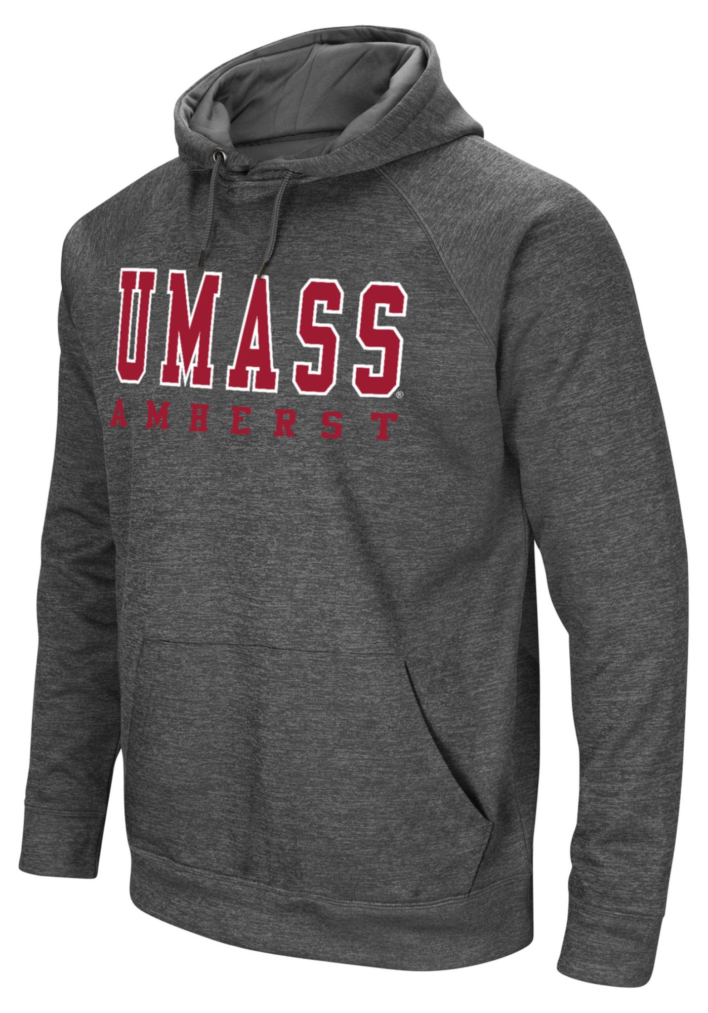 Colosseum Men's UMass Minutemen Heathered Charcoal Promo Pullover Hoodie