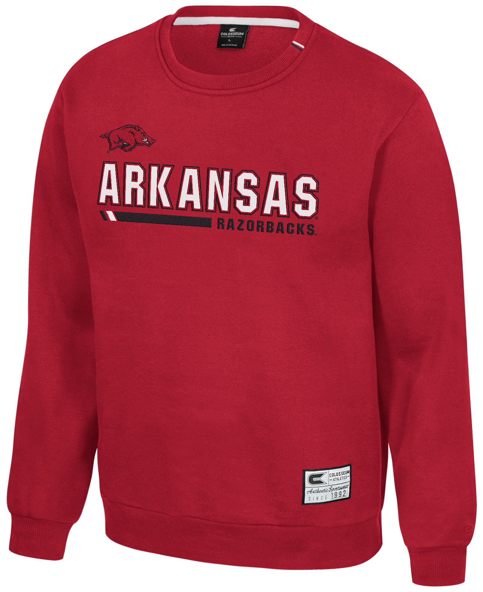 Colosseum Men's Arkansas Razorbacks Cardinal Charlie Crew Pullover Sweatshirt