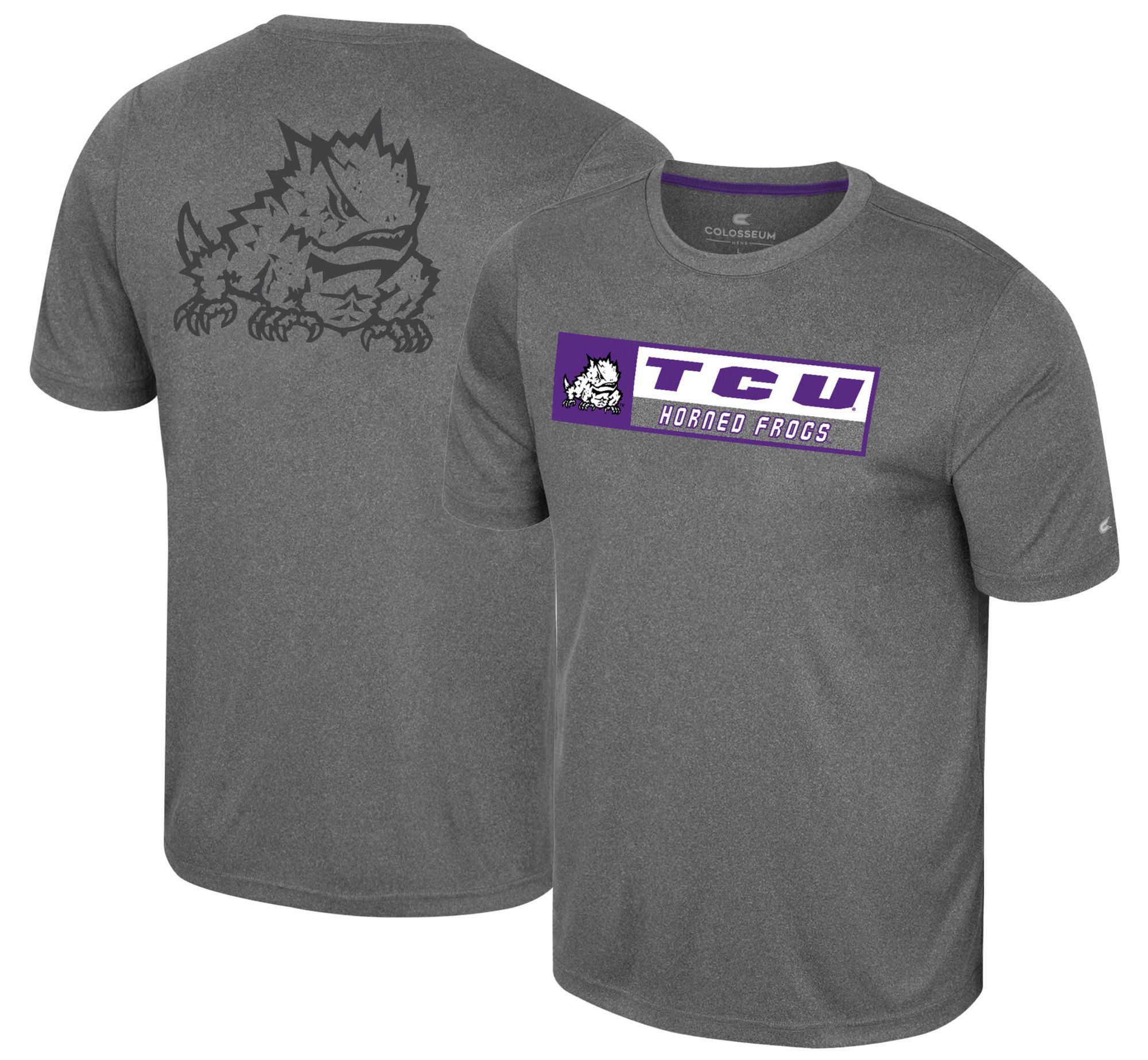 Colosseum Men's TCU Horned Frogs Heather Charcoal Twin T-Shirt