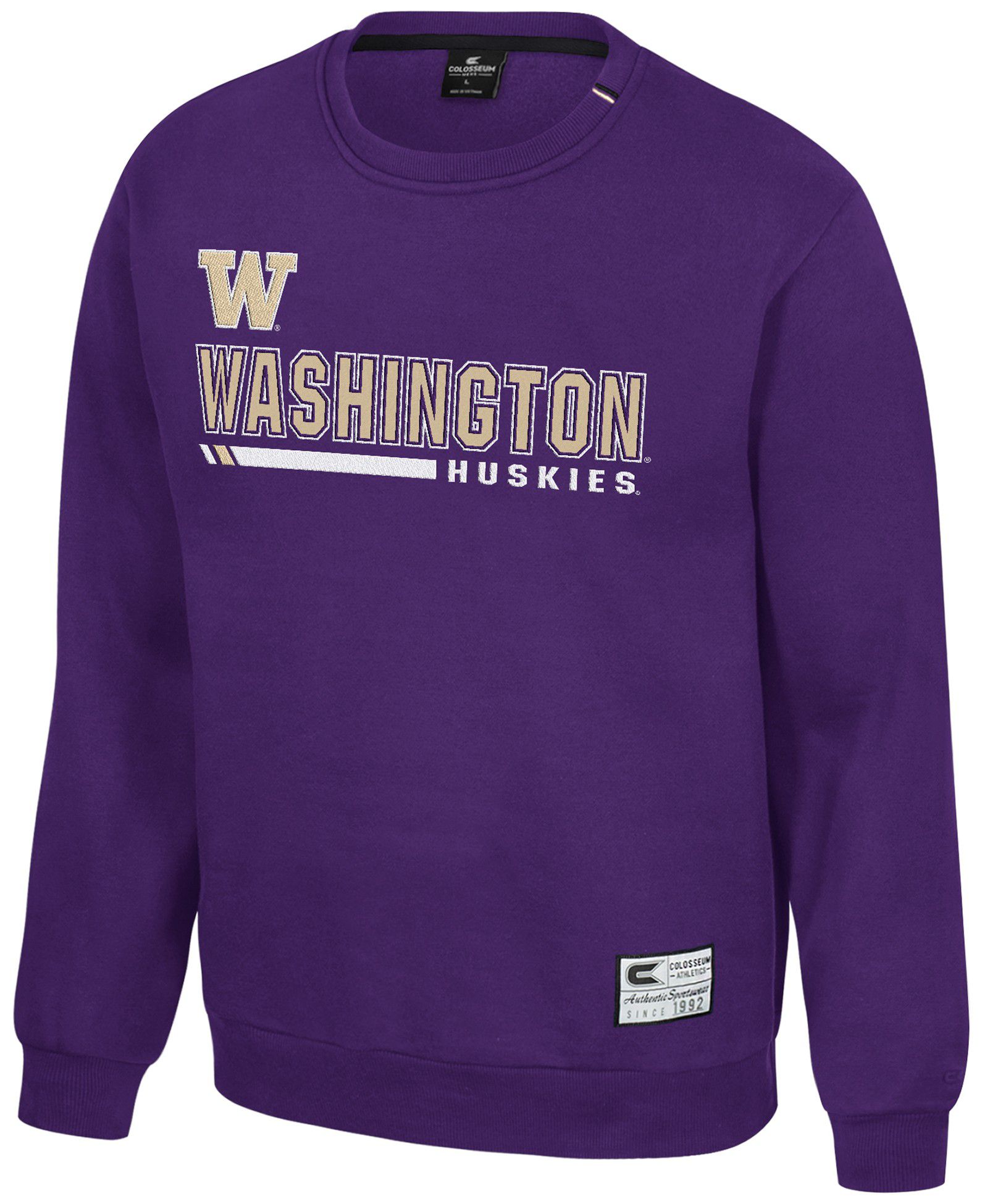 Colosseum Men's Washington Huskies Purple Charlie Crew Pullover Sweatshirt